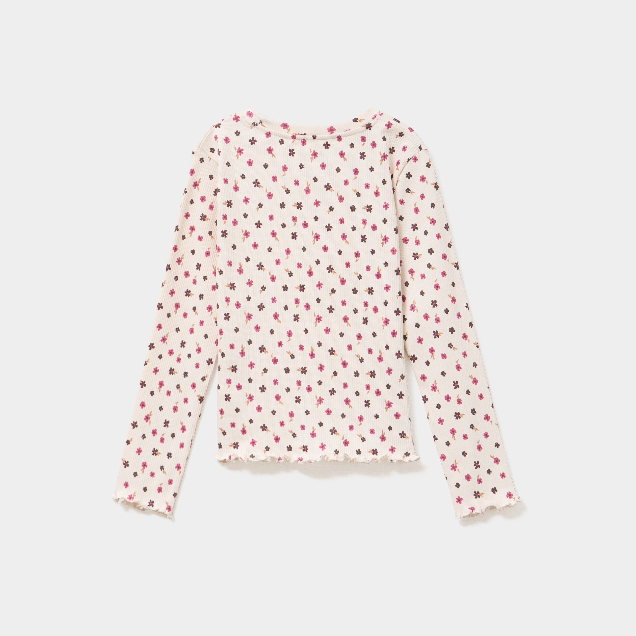 T-shirt c&ocirc;tel&eacute; ajust&eacute; manches longues beige fille