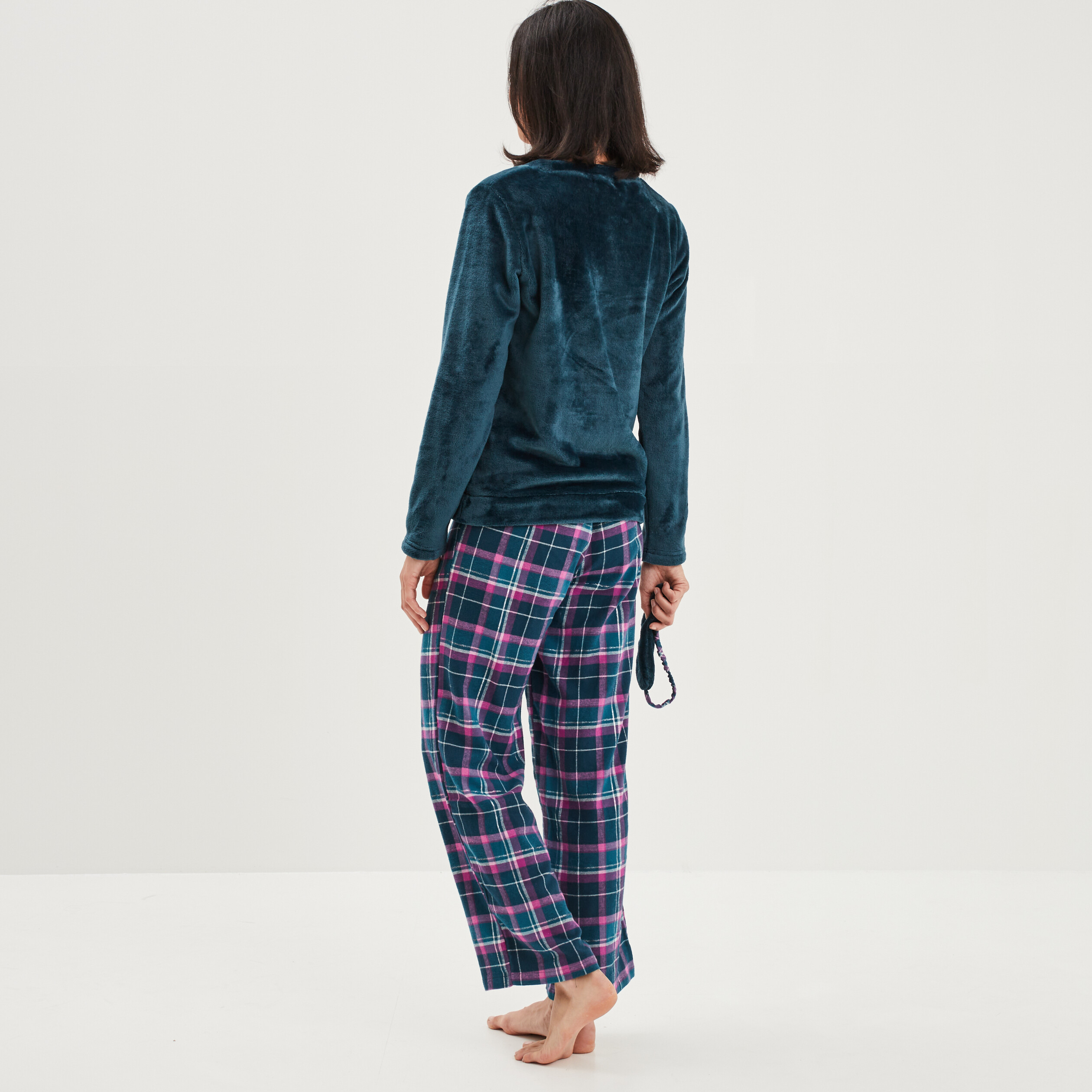 Ensemble pyjama velours 3 pièces violet femme