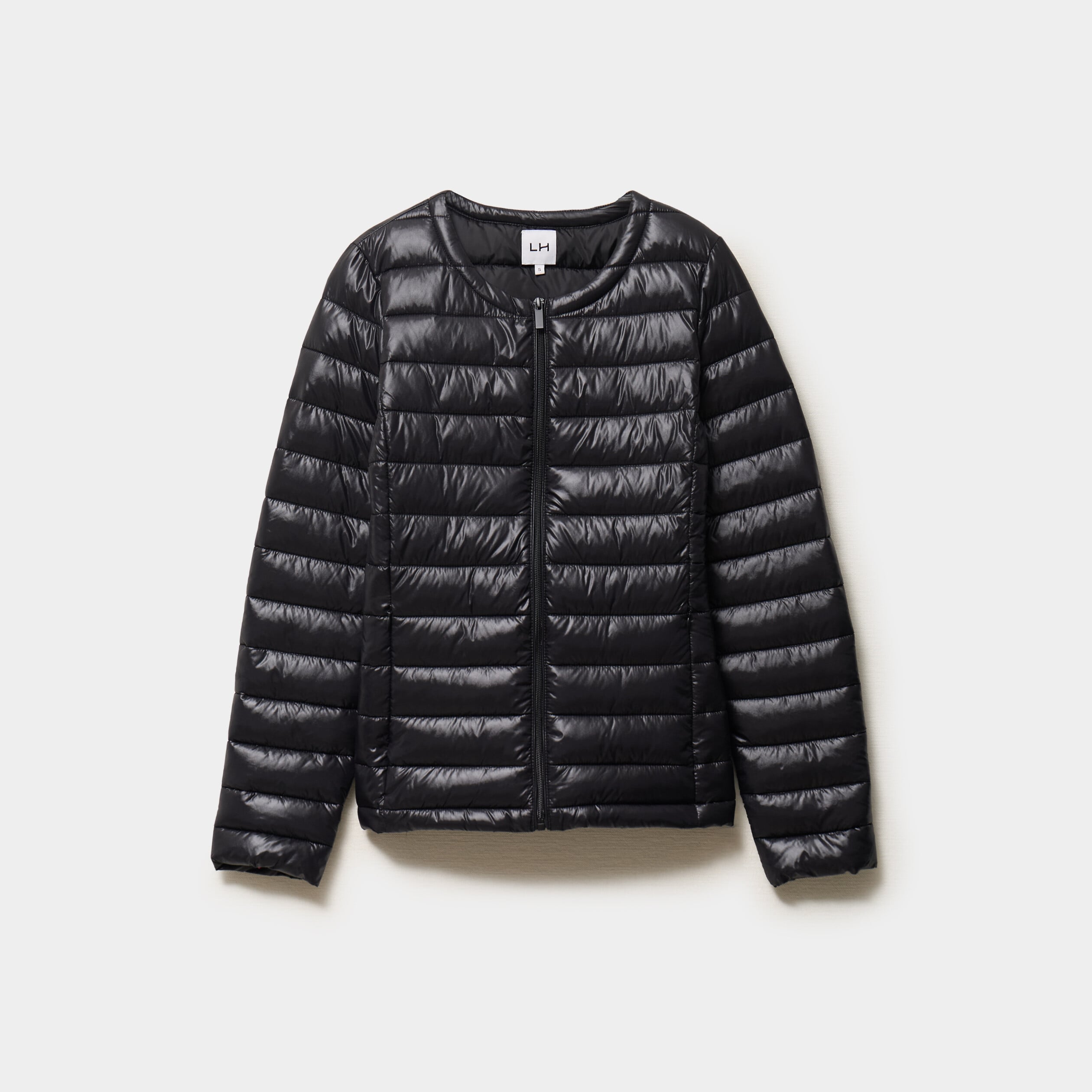 Doudoune col rond manches longues noir femme