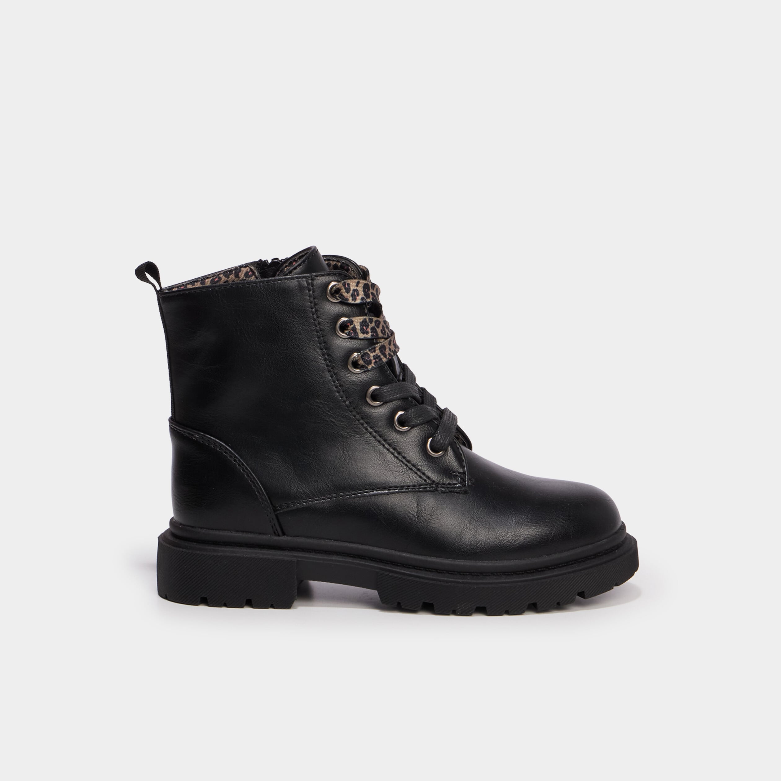 Bottines crant&eacute;es zipp&eacute;es &agrave; paillettes noir fille