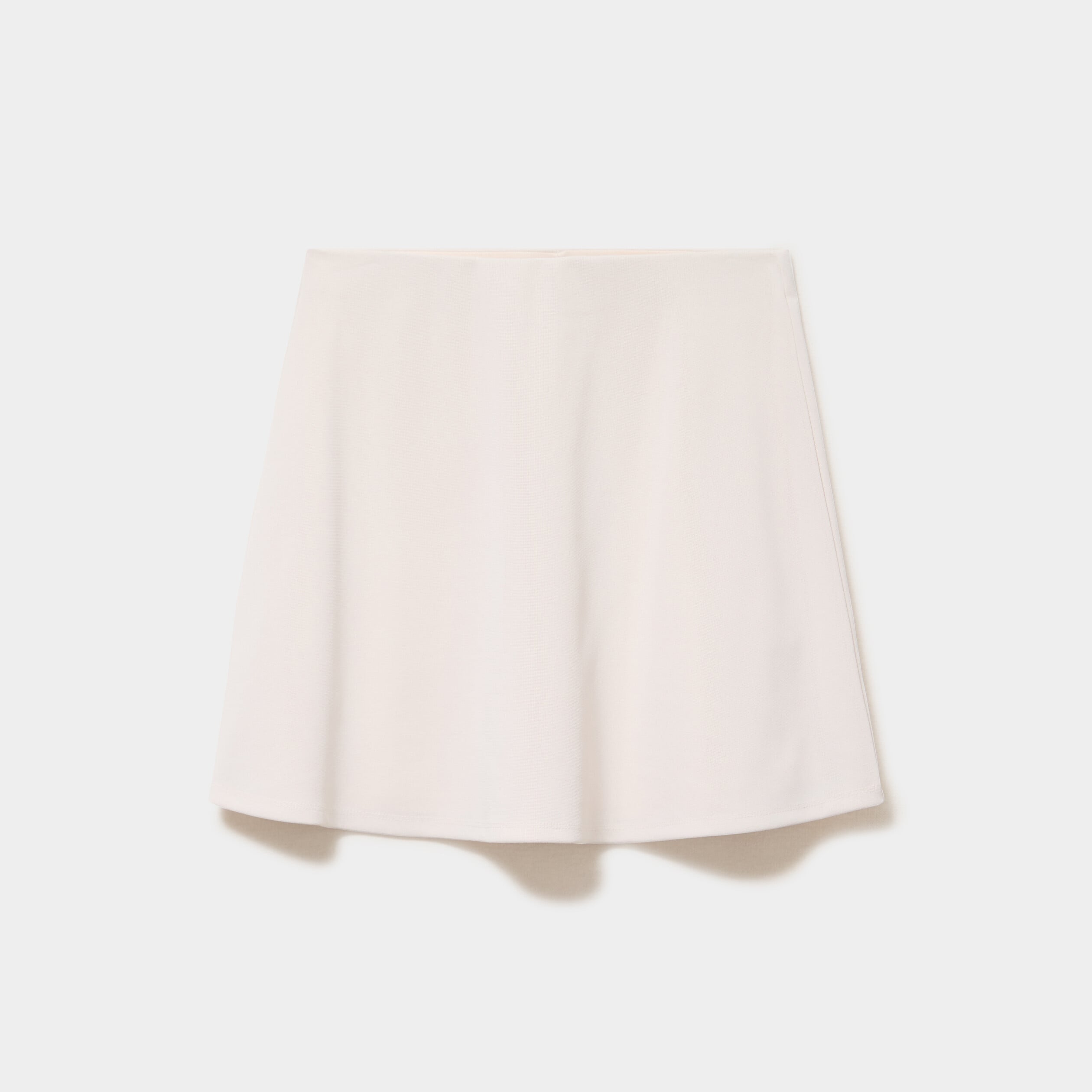 Jupe courte trap&egrave;ze taille &eacute;lastiqu&eacute;e sable femme