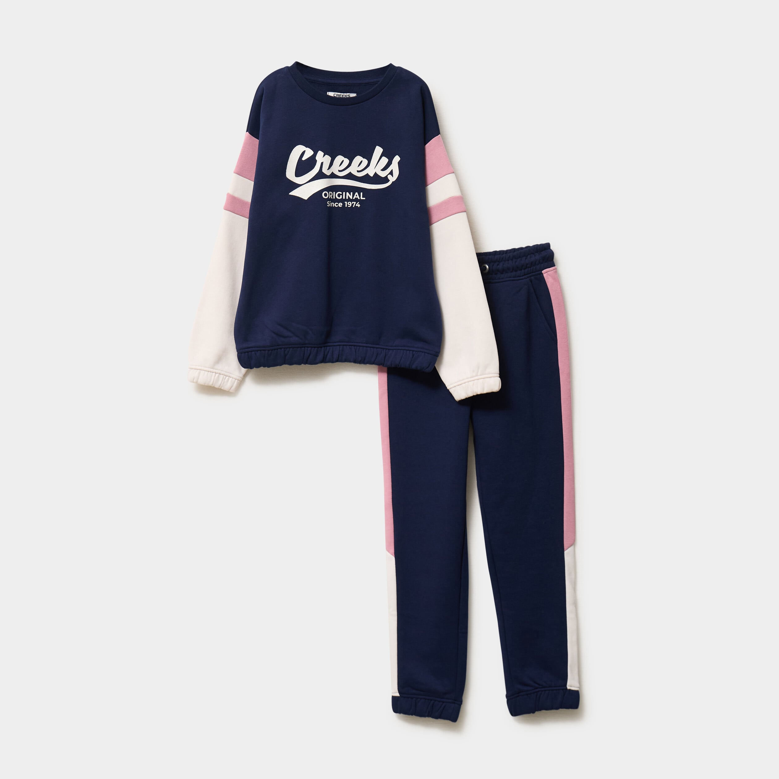 Ensemble jogging sweat et pantalon coton bleu marine fille