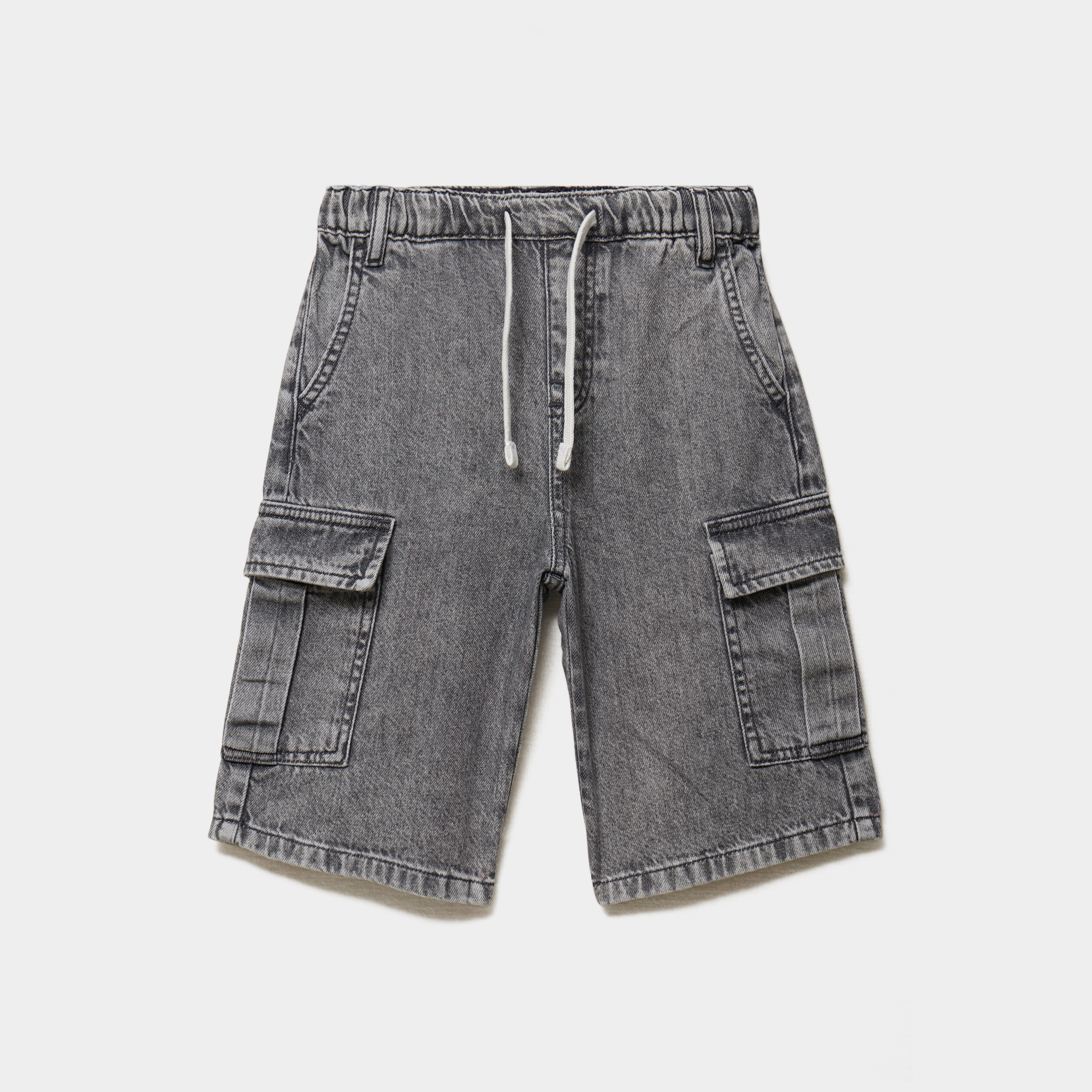 Bermuda en jean regular coton denim gris gar&ccedil;on