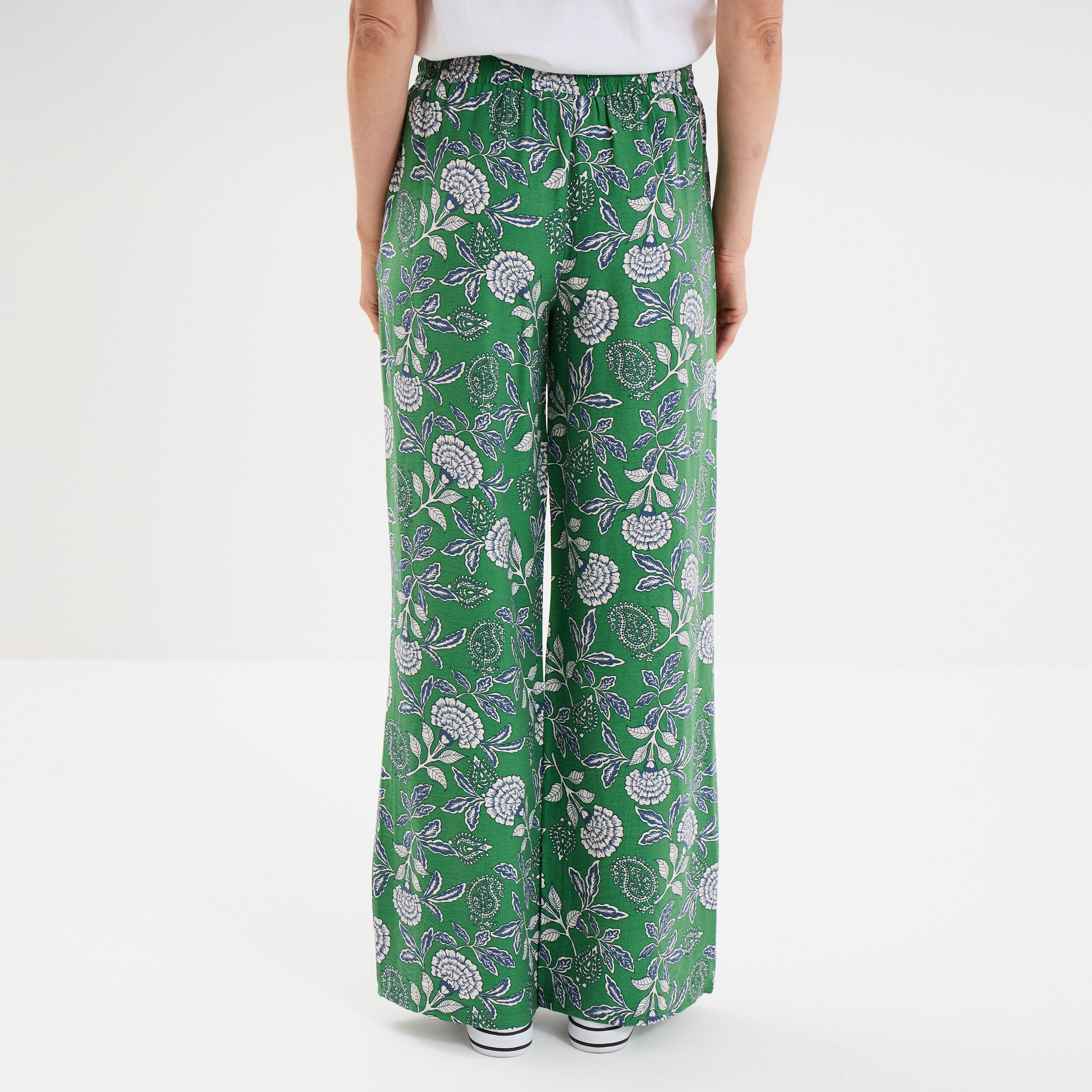 pantalon lage taille elastiquee vert menthe femme Pantalon lage taille élastiquée vert menthe femme