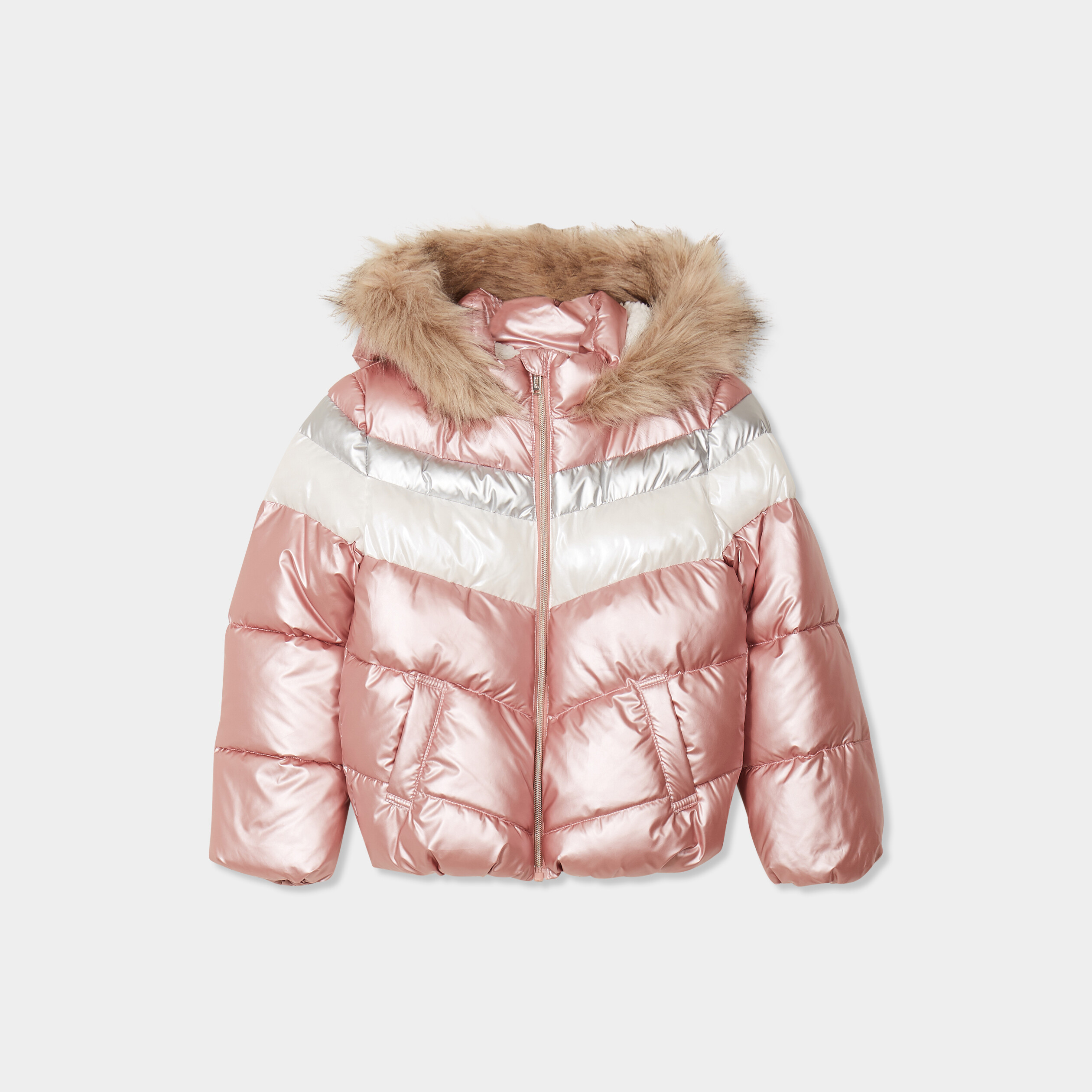 Manteau Fille Hiver - Fausse Fourrure, Capuche, Couleur Unie - Chaud Et Épais, Taille 90 à 170