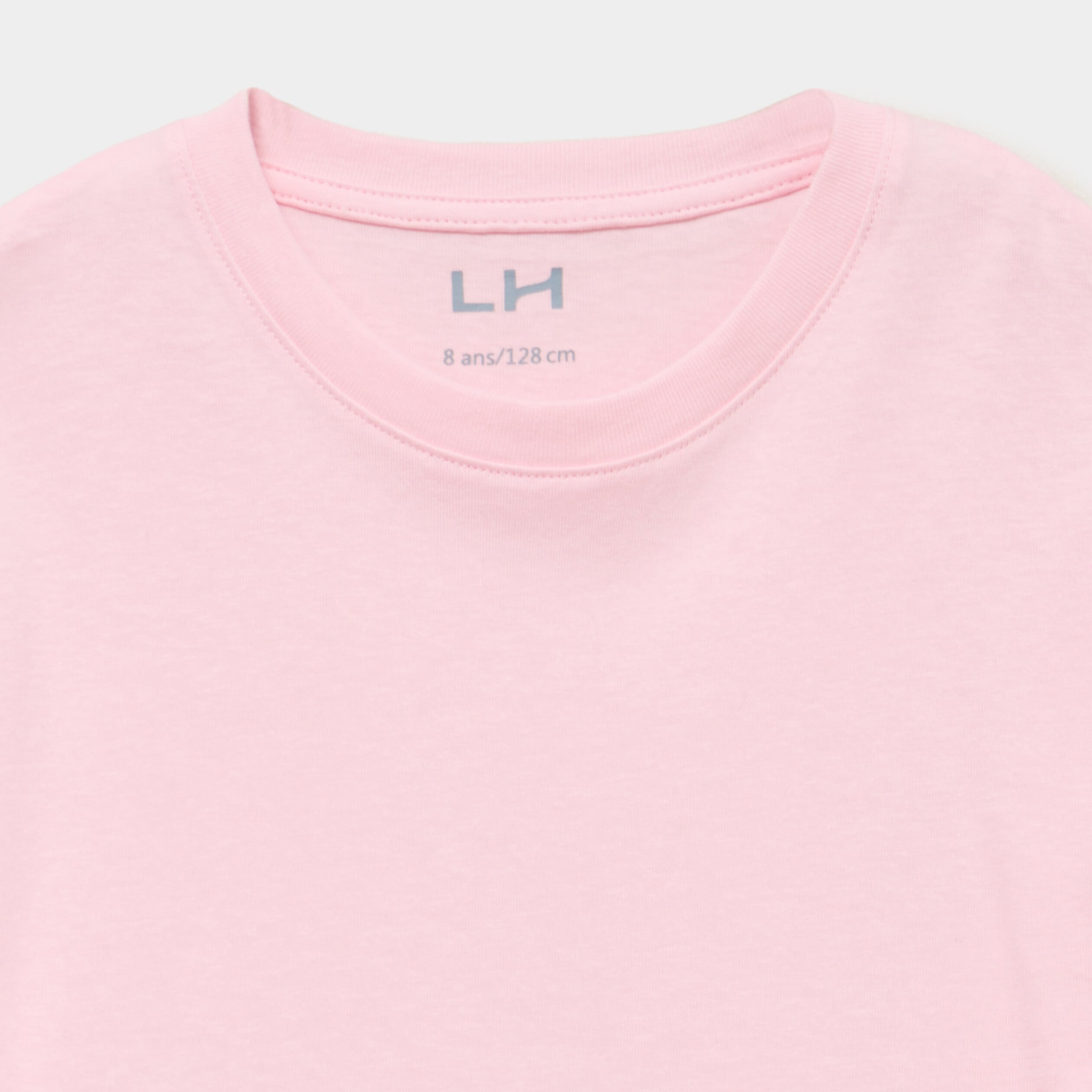T-shirt manches courtes coton rose clair fille