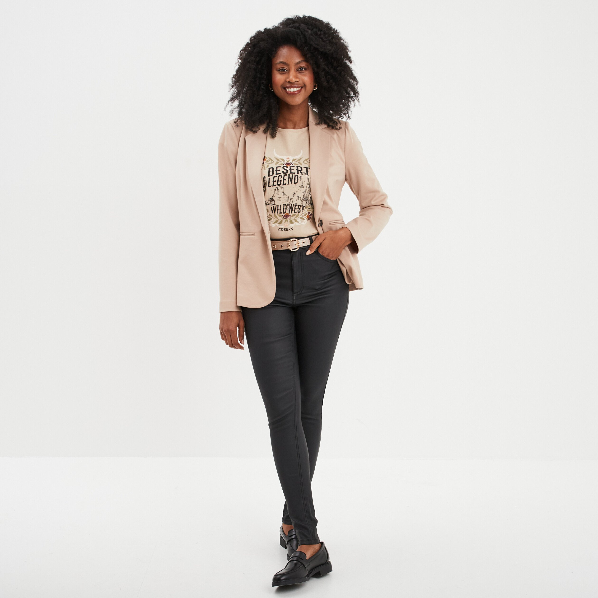 veste blazer droite boutonnee 2 poches sable femme Veste blazer droite boutonnée 2 poches sable femme