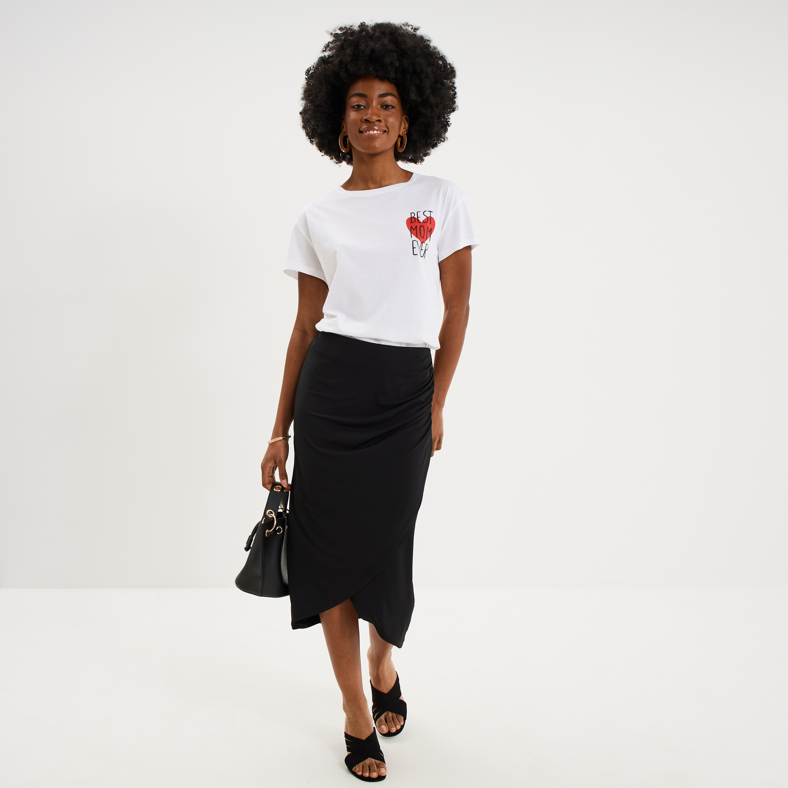 T-shirt F&ecirc;te des m&egrave;res &agrave; message coton blanc femme
