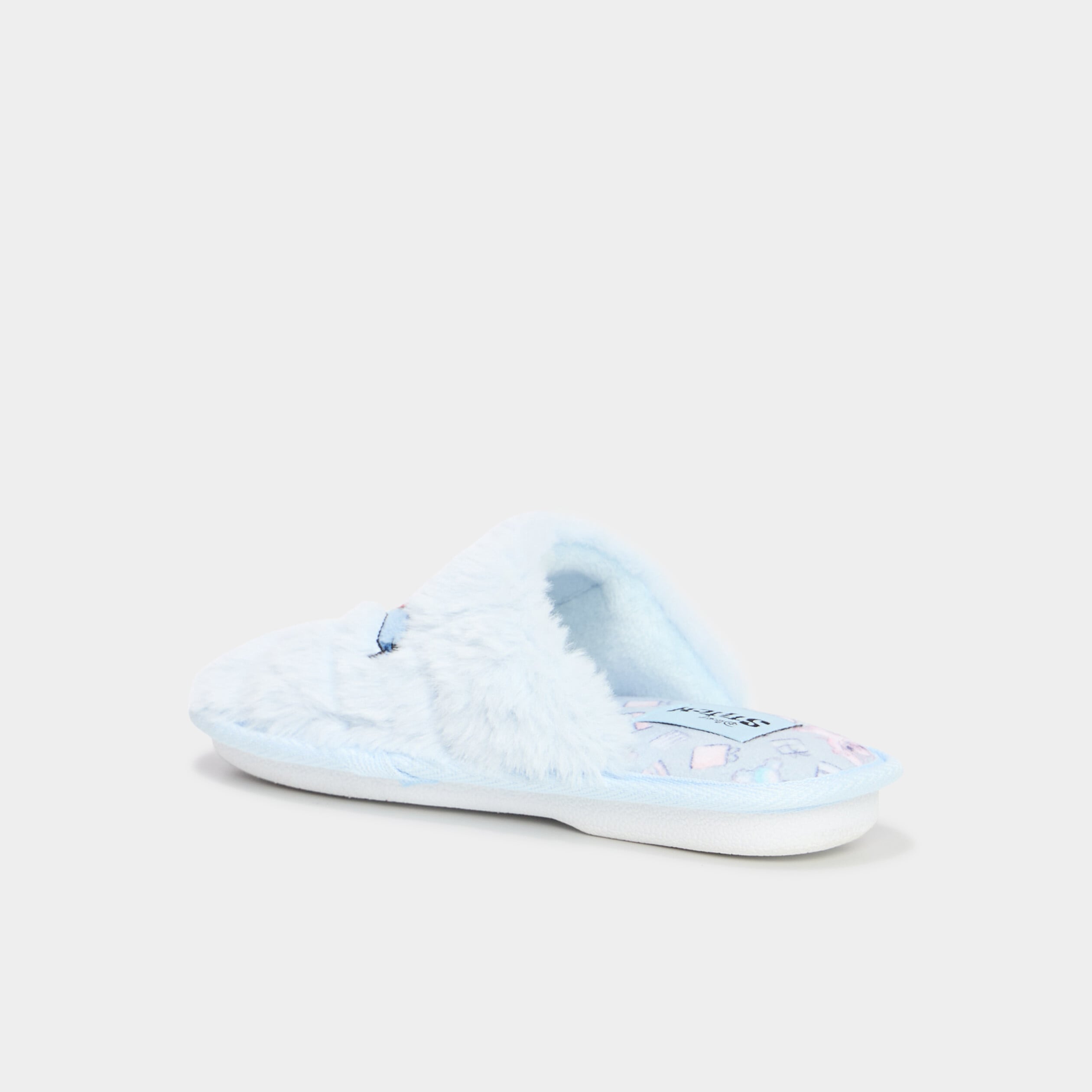 Chaussons mules fausse fourrure Stitch bleu fille