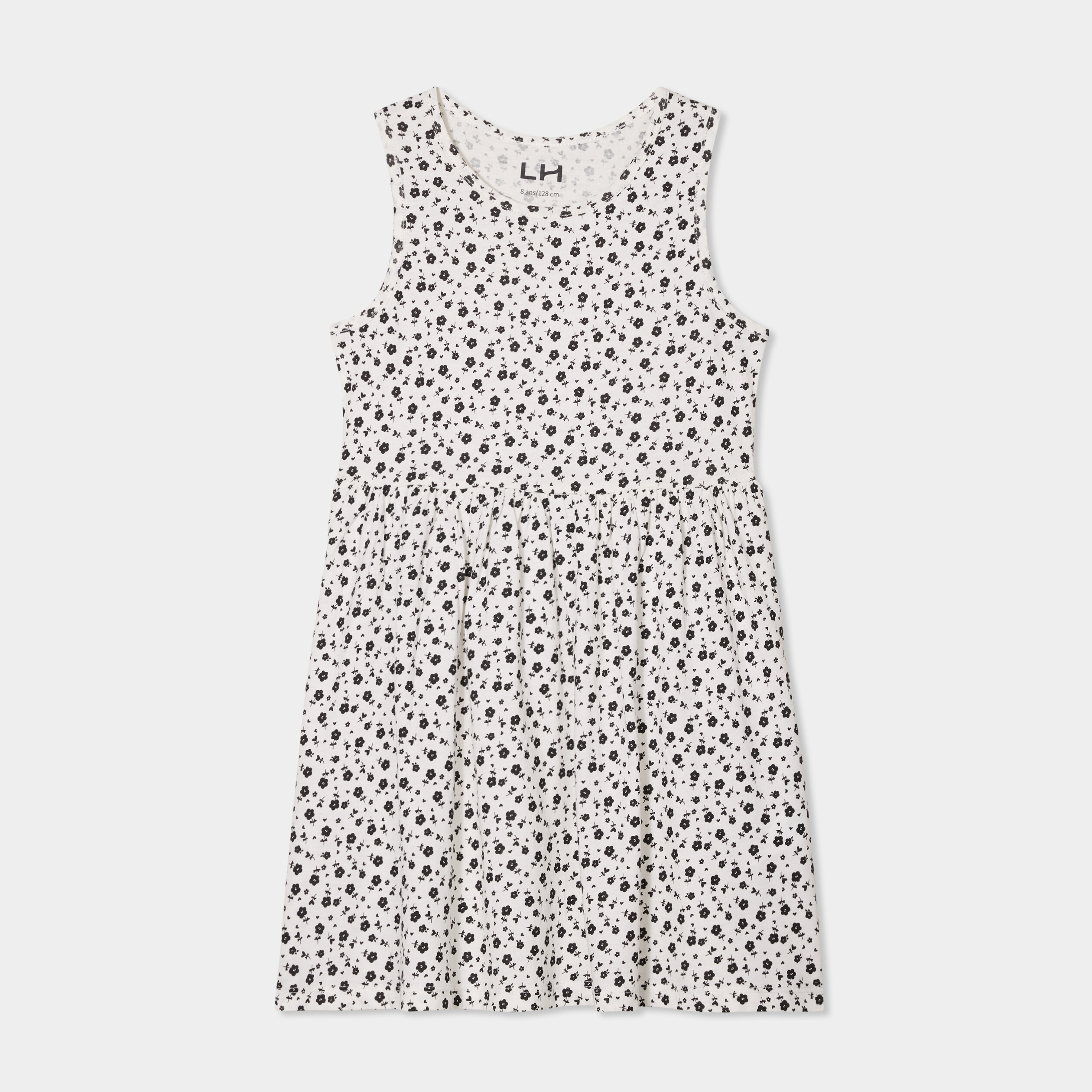 Robe patineuse sans manches coton ecru fille
