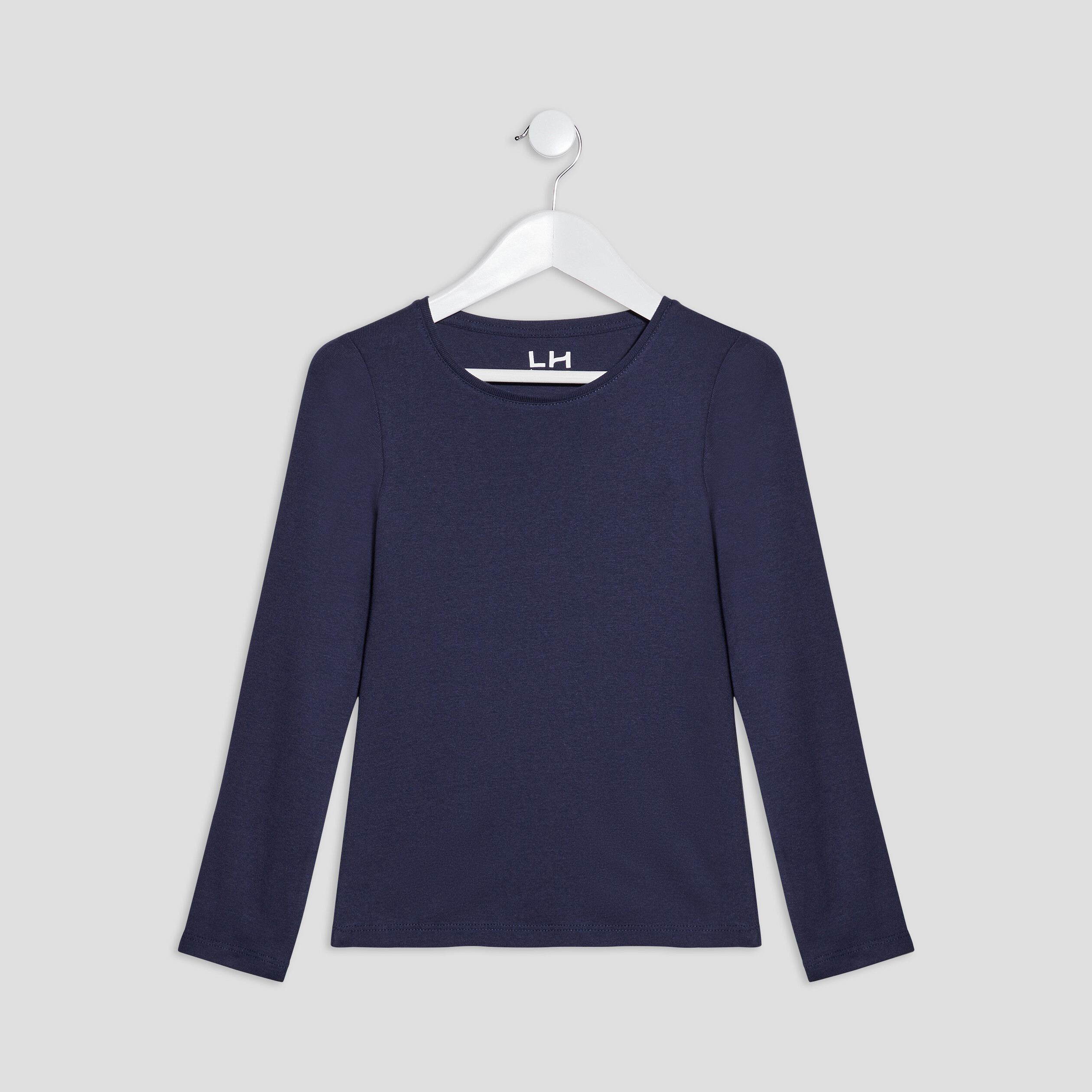 t shirt en coton manches longues bleu marine fille T-shirt en coton manches longues bleu marine fille