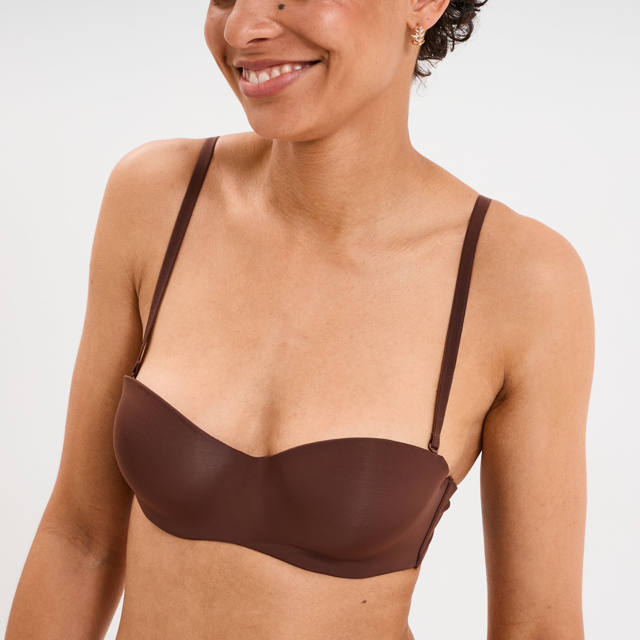 Soutien-gorge bandeau microfibre marron femme