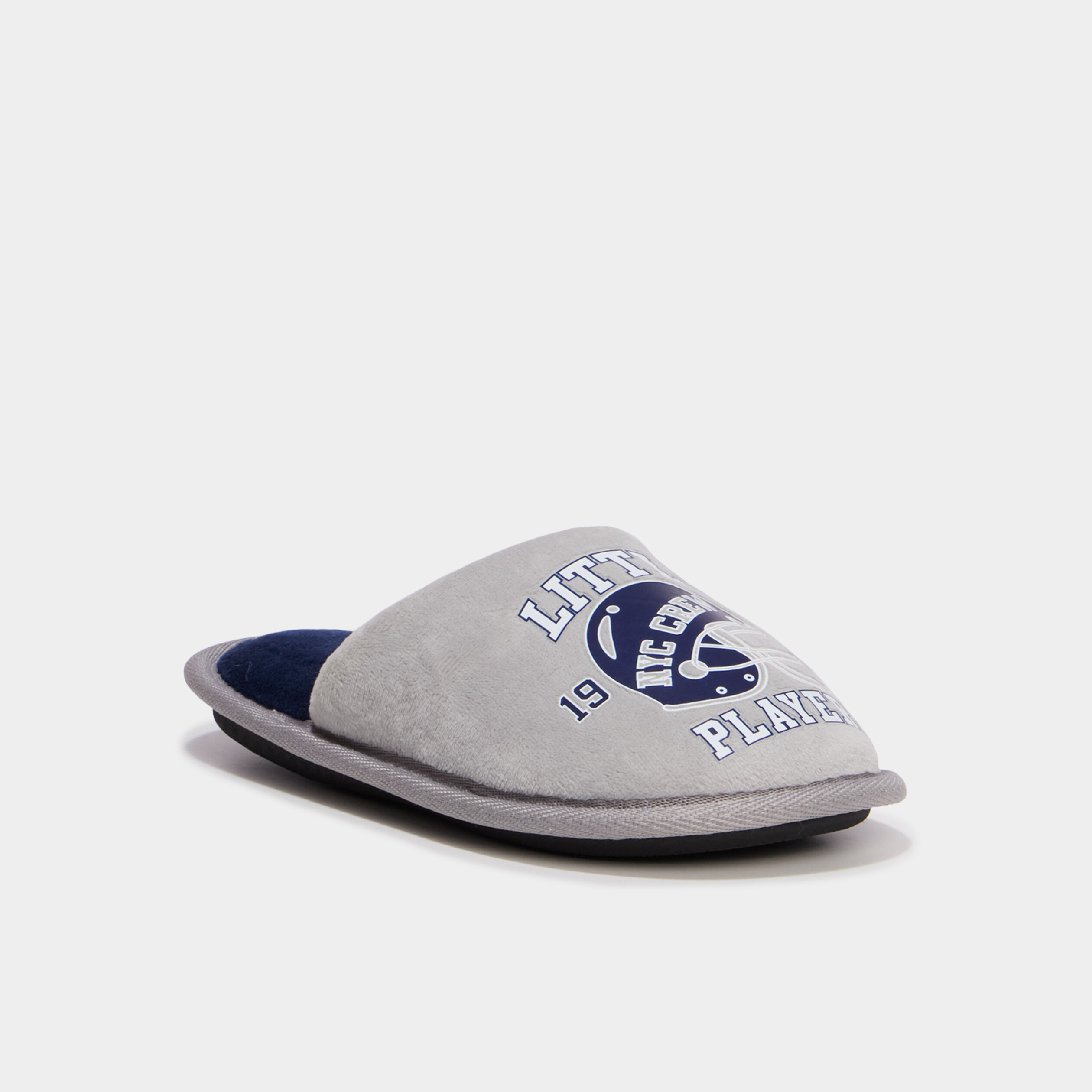 Chaussons mules effet velours gris clair gar&ccedil;on