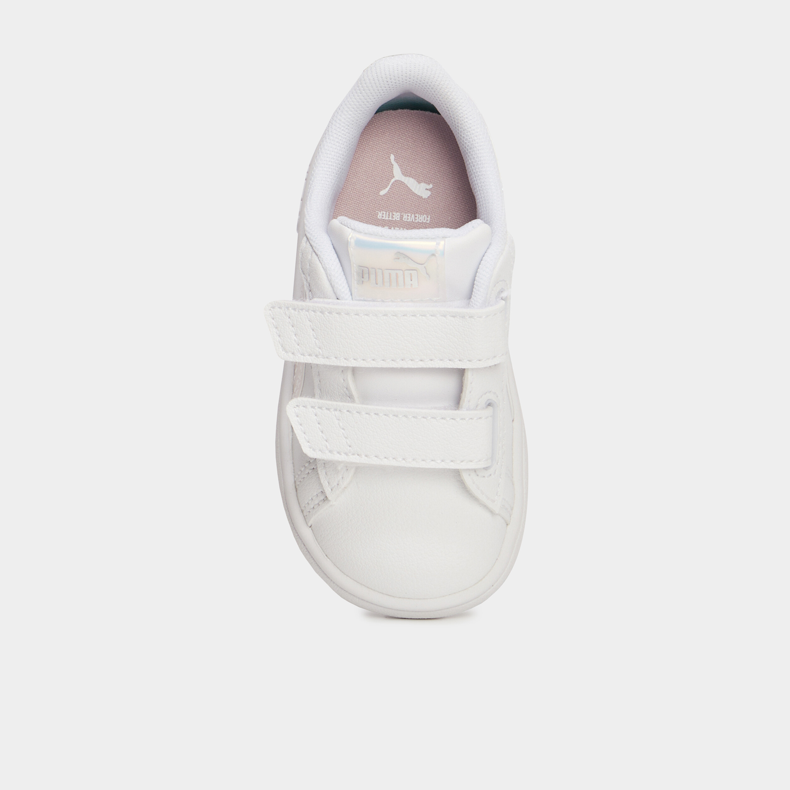 Tennis basses &agrave; scratchs Puma Smash blanc b&eacute;b&eacute; fille