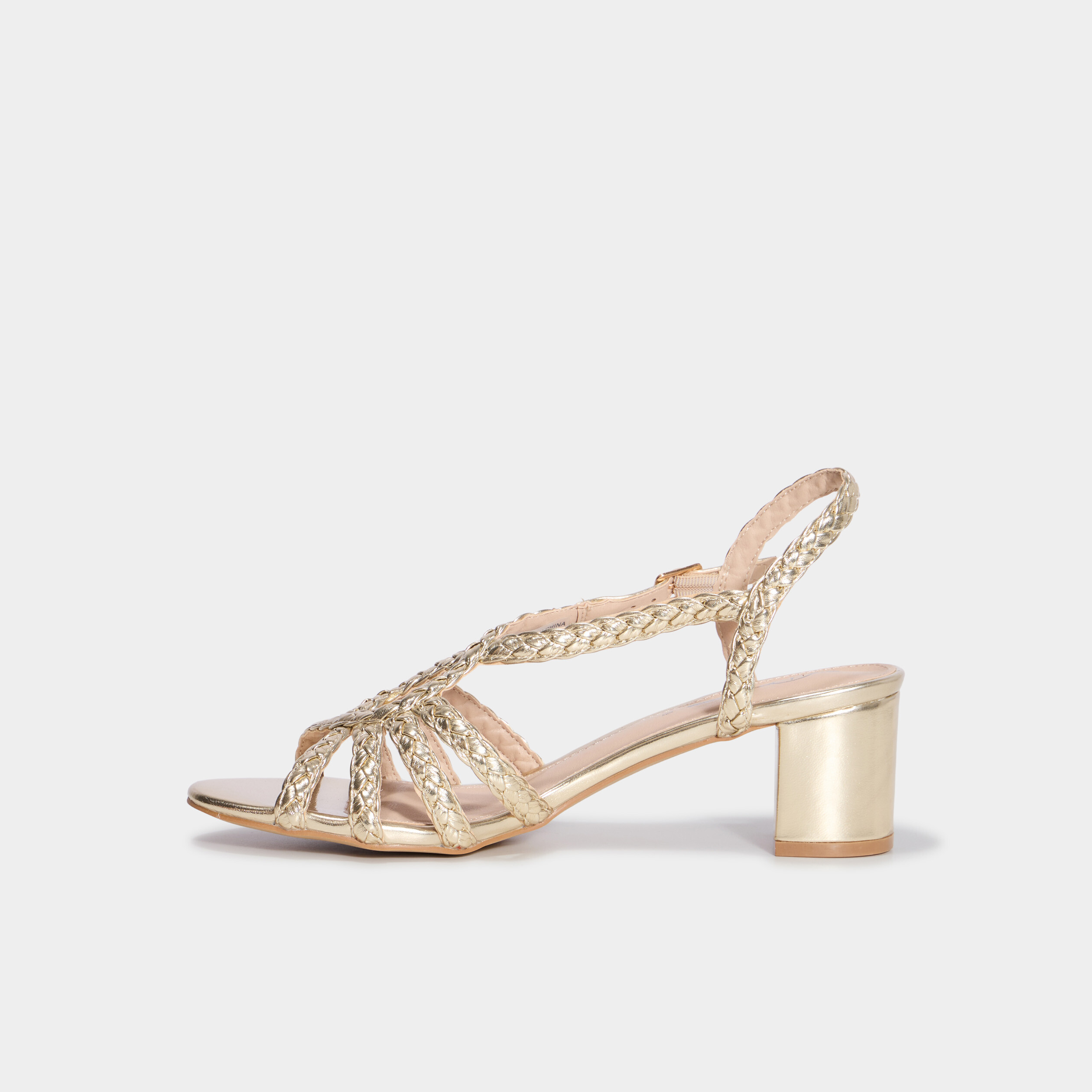 sandales a talons 5 cm brides tressees jaune or femme Sandales à talons 5 cm brides tressées jaune or femme