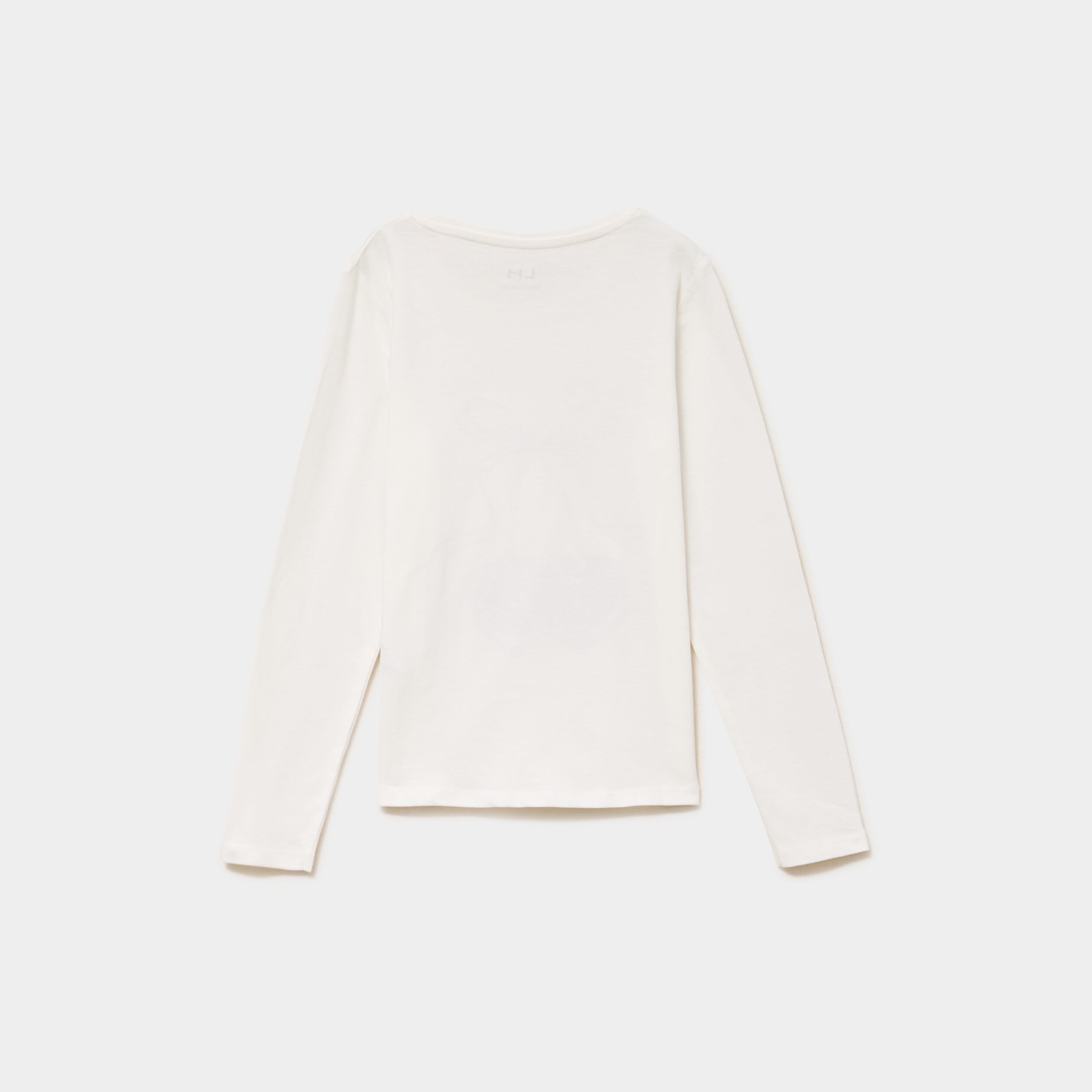 T-shirt droit manches longues coton ivoire fille