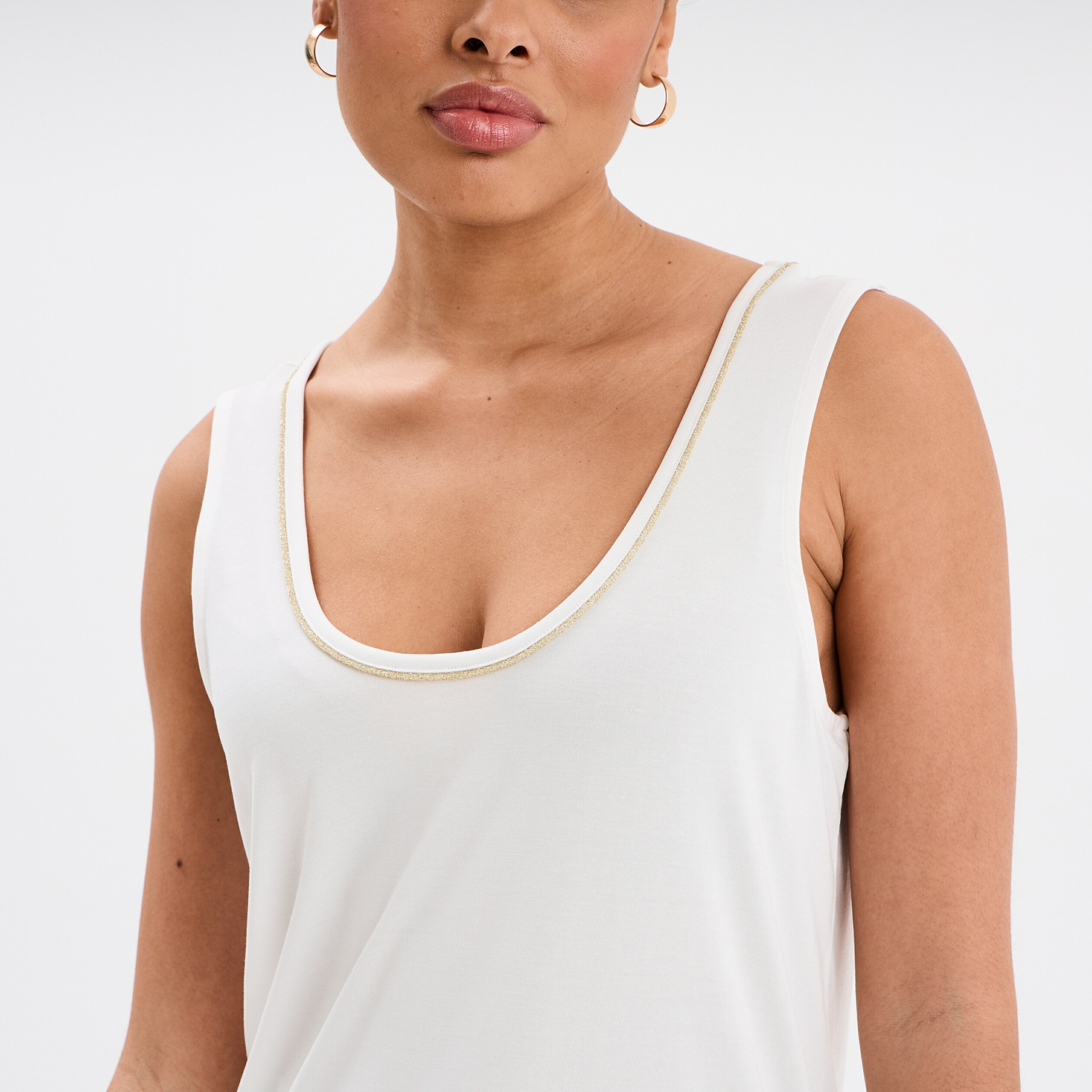 debardeur col u sans manches blanc femme Débardeur col U sans manches blanc femme