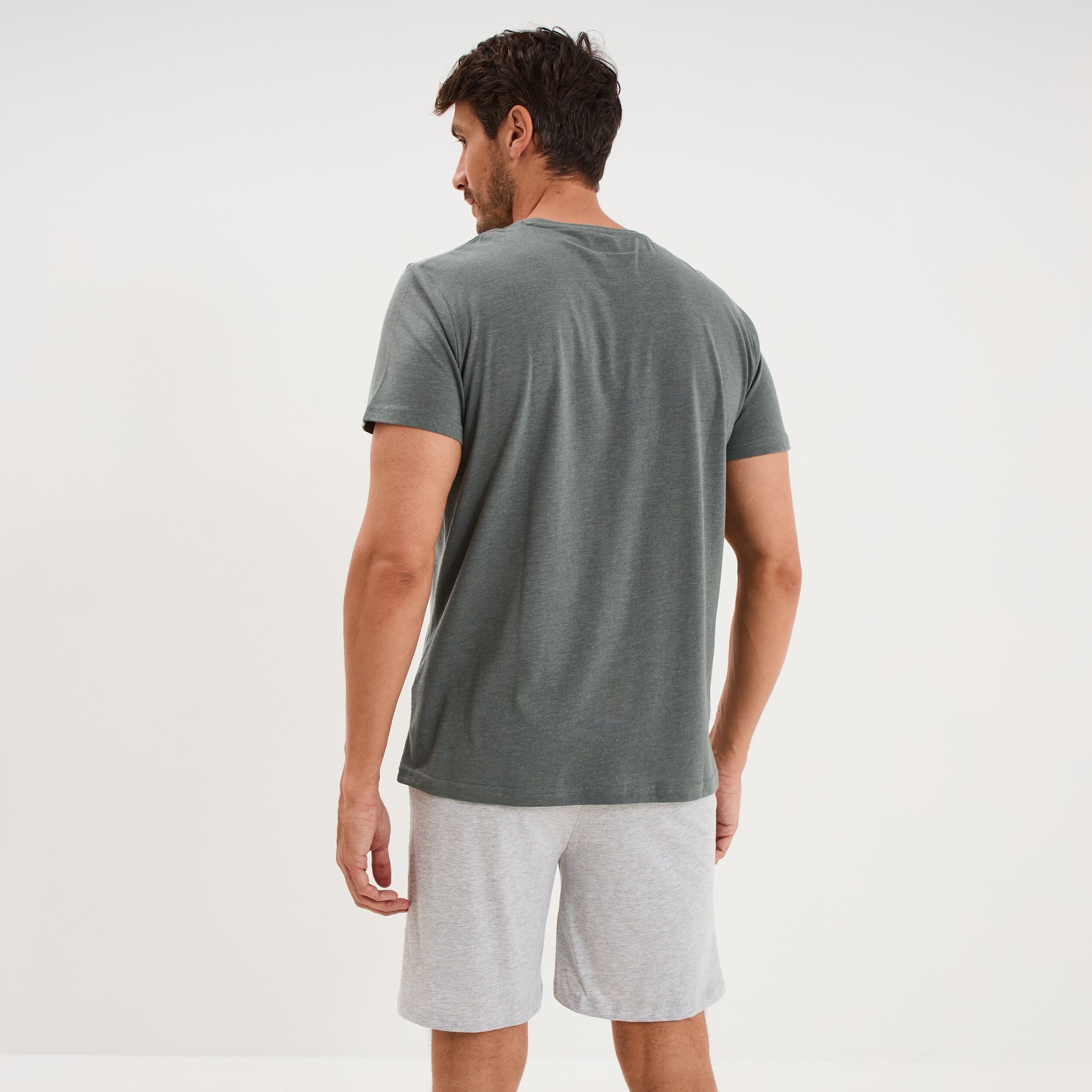 Ensemble pyjama short et t-shirt vert kaki homme