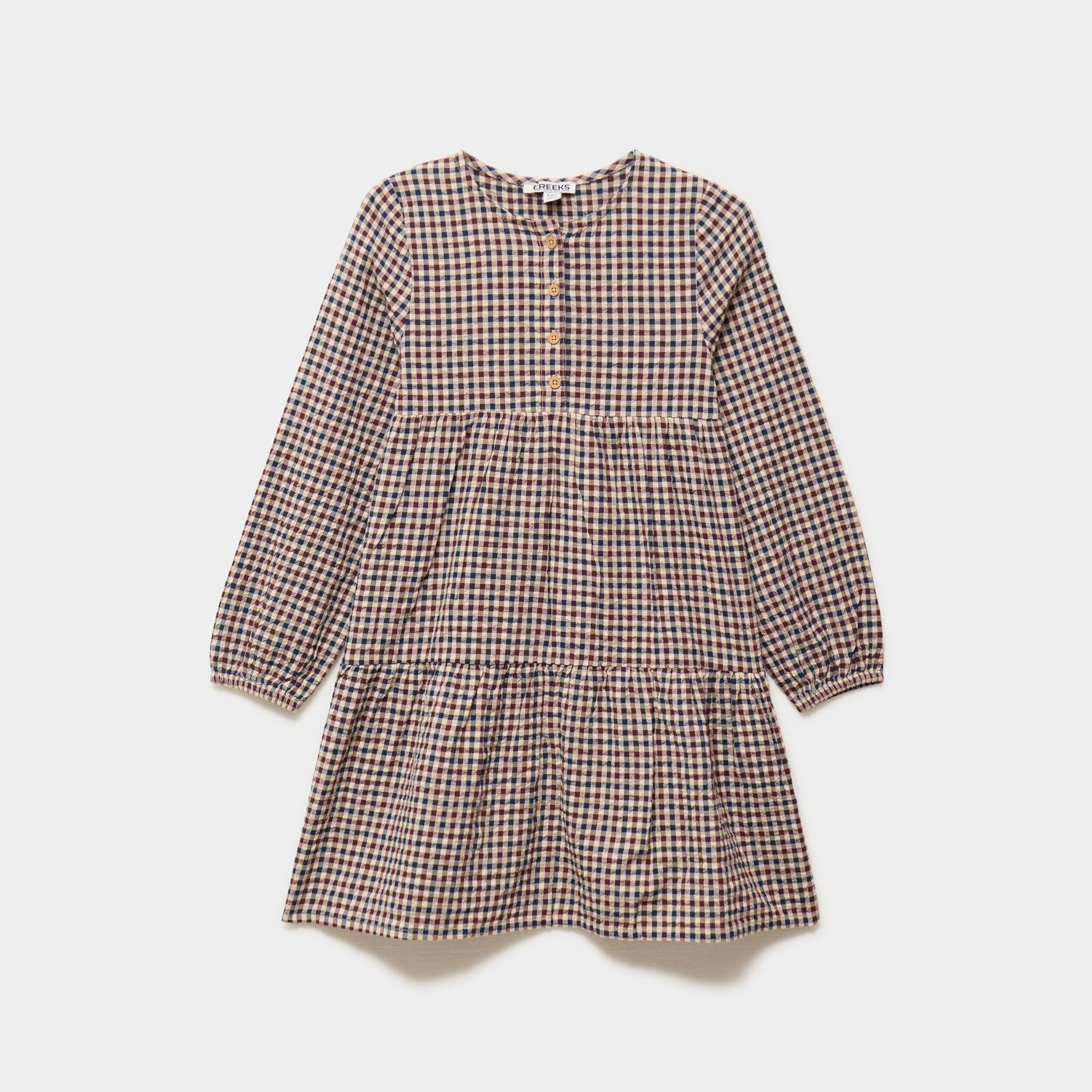 Robe courte trap&egrave;ze &agrave; volants coton marron fille