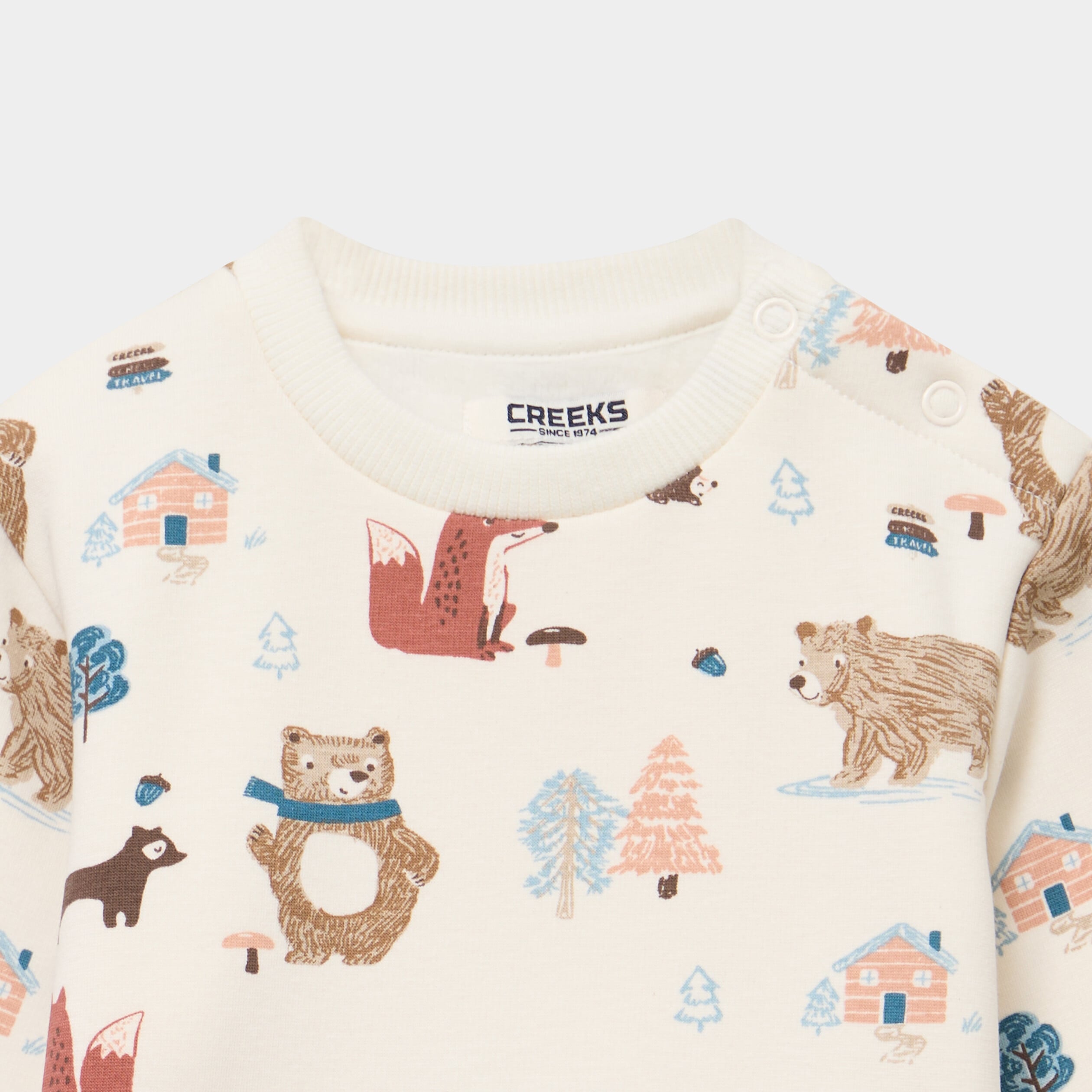 Sweat molletonn&eacute; boutons &eacute;paule ecru b&eacute;b&eacute; gar&ccedil;on