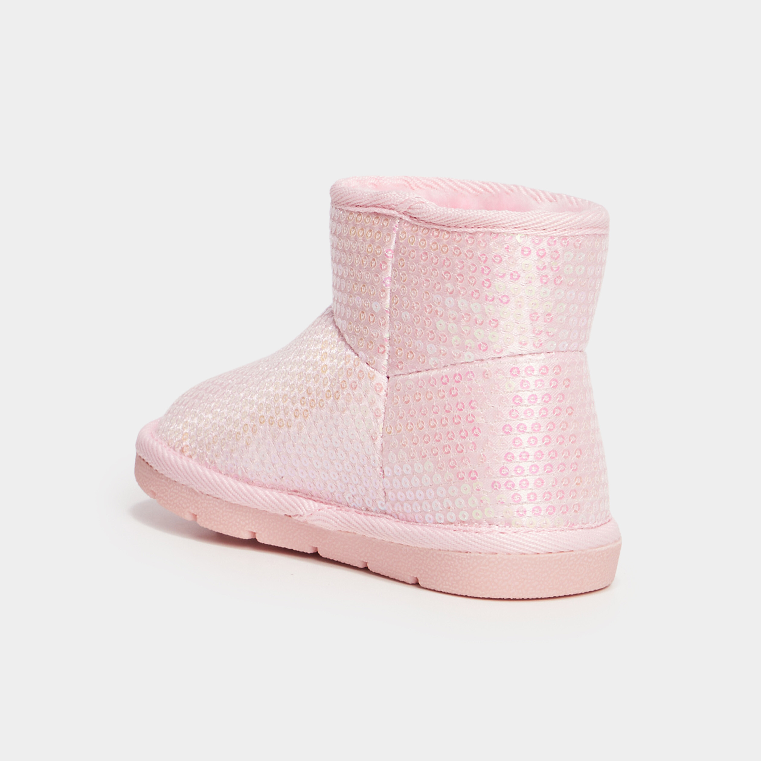 Bottines fourr&eacute;es &agrave; sequins rose fille
