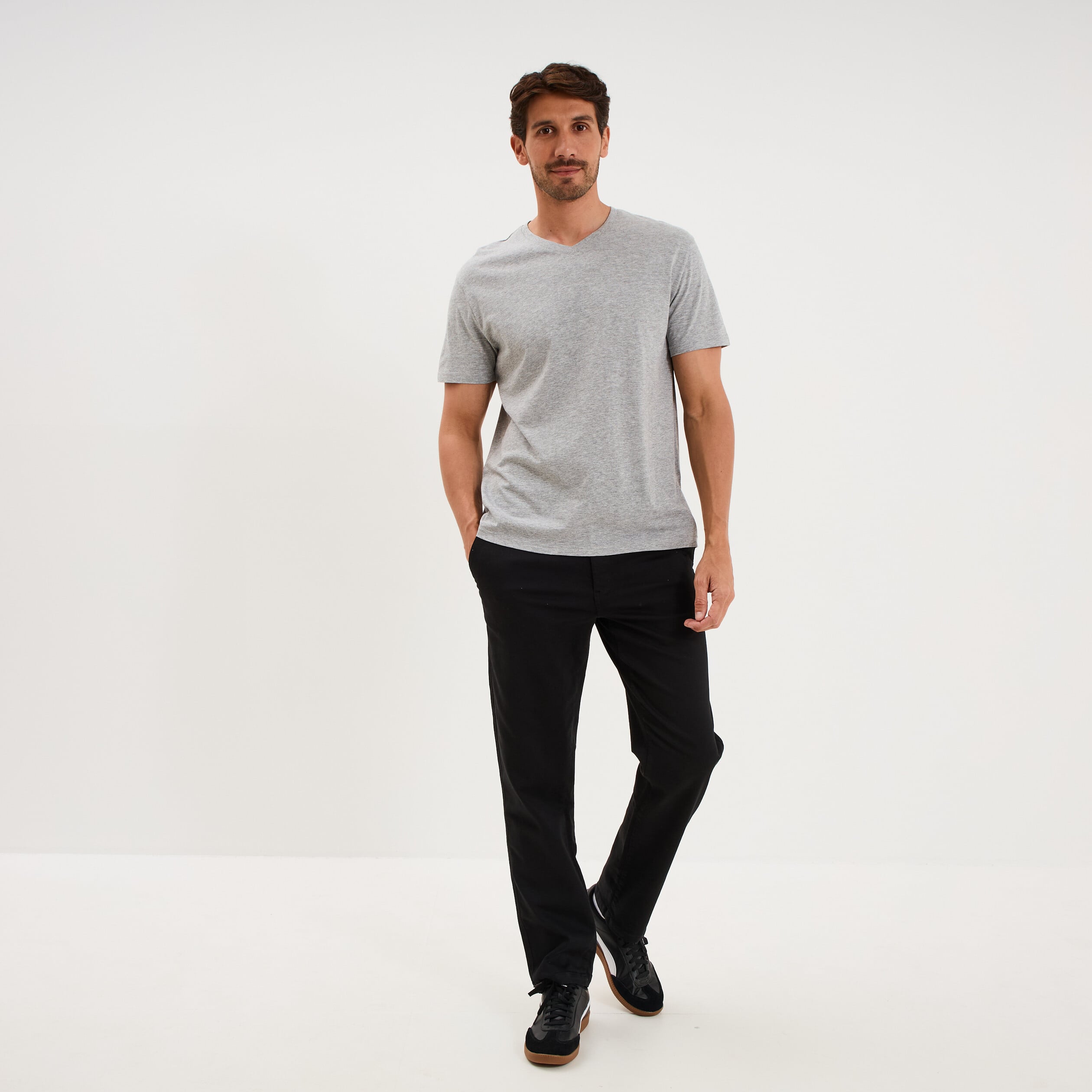 Pantalon chino droit confort noir homme