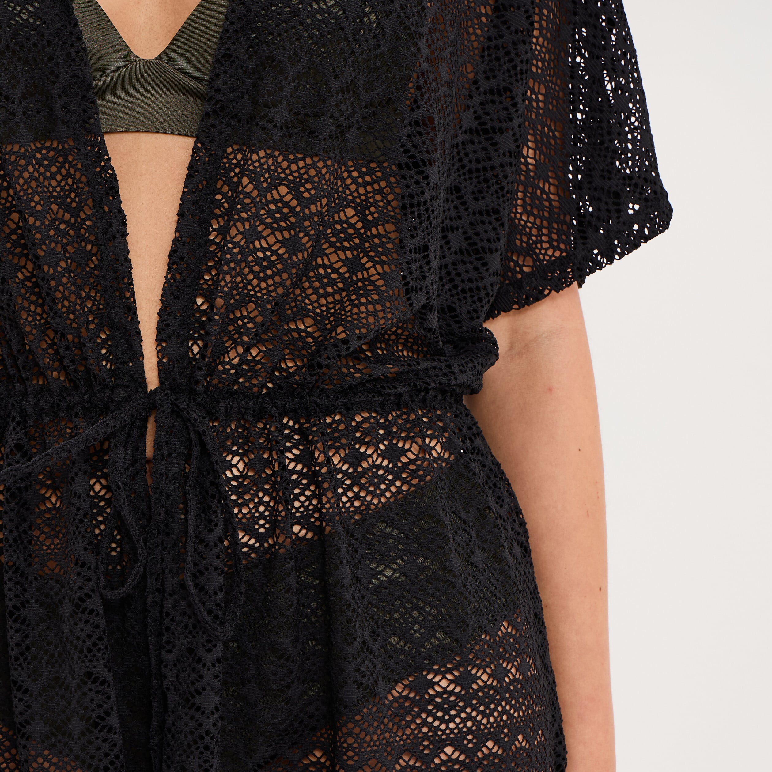 Robe de plage dentelle noir femme