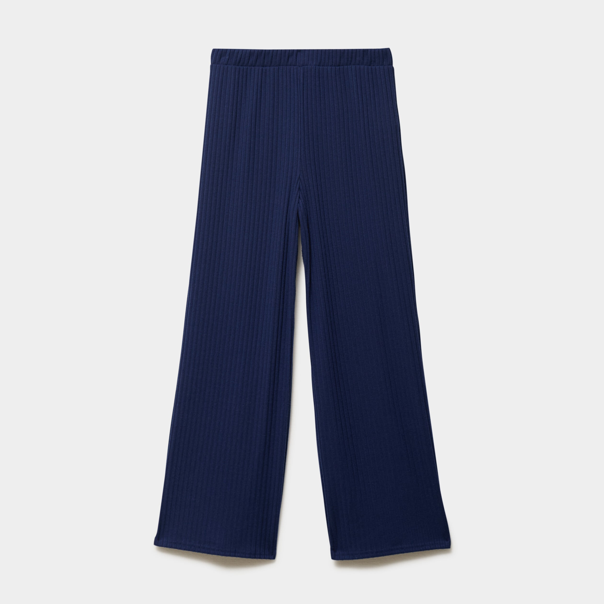Pantalon de pyjama droit c&ocirc;tel&eacute; bleu marine femme