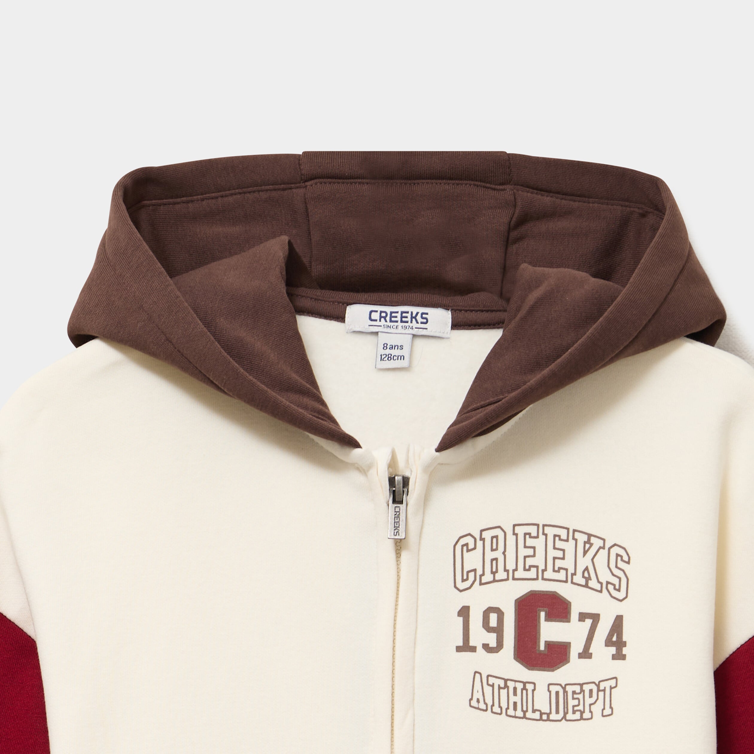 Sweat zipp&eacute; &agrave; capuche molletonn&eacute; marron fonc&eacute; gar&ccedil;on
