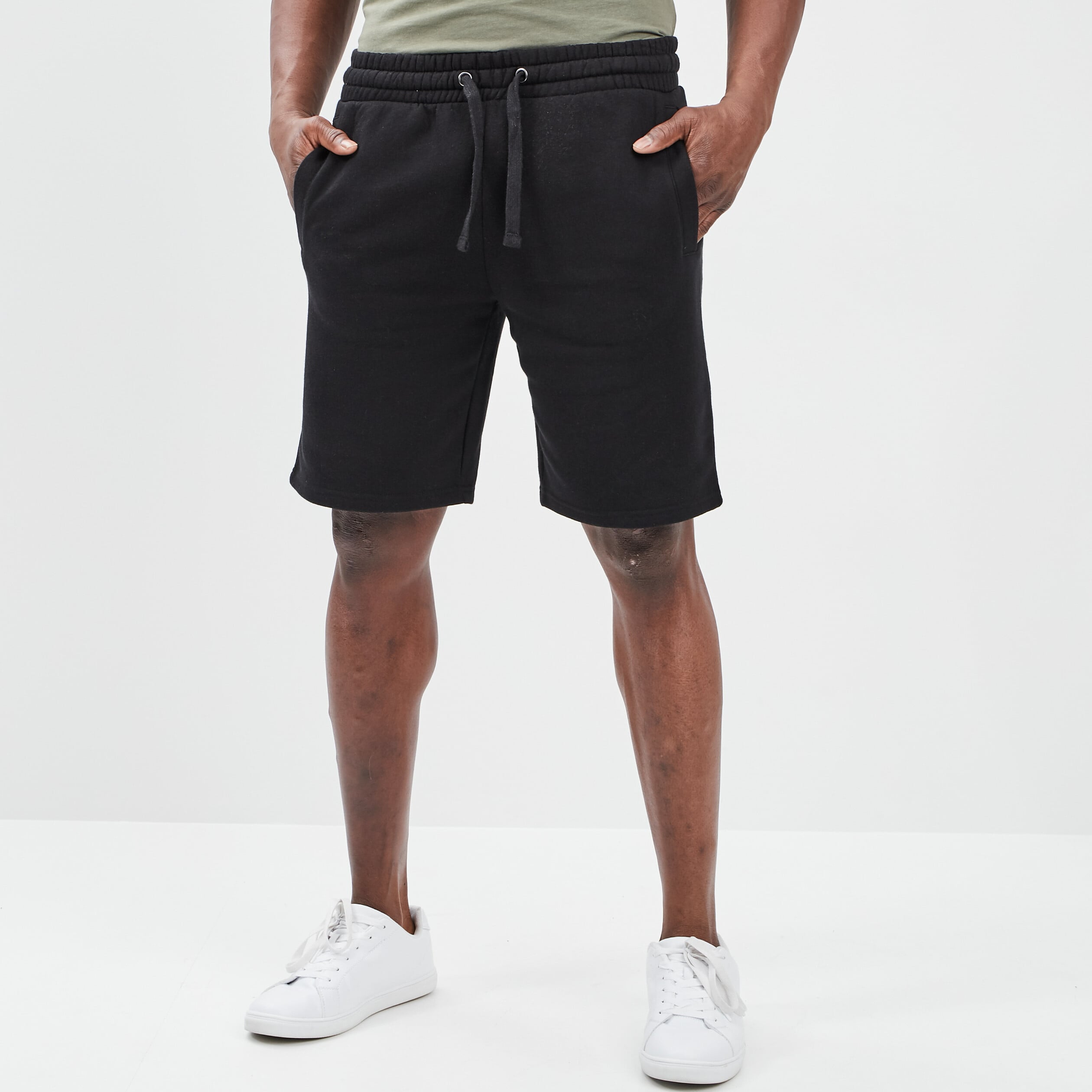 Short jogging molleton droit noir homme