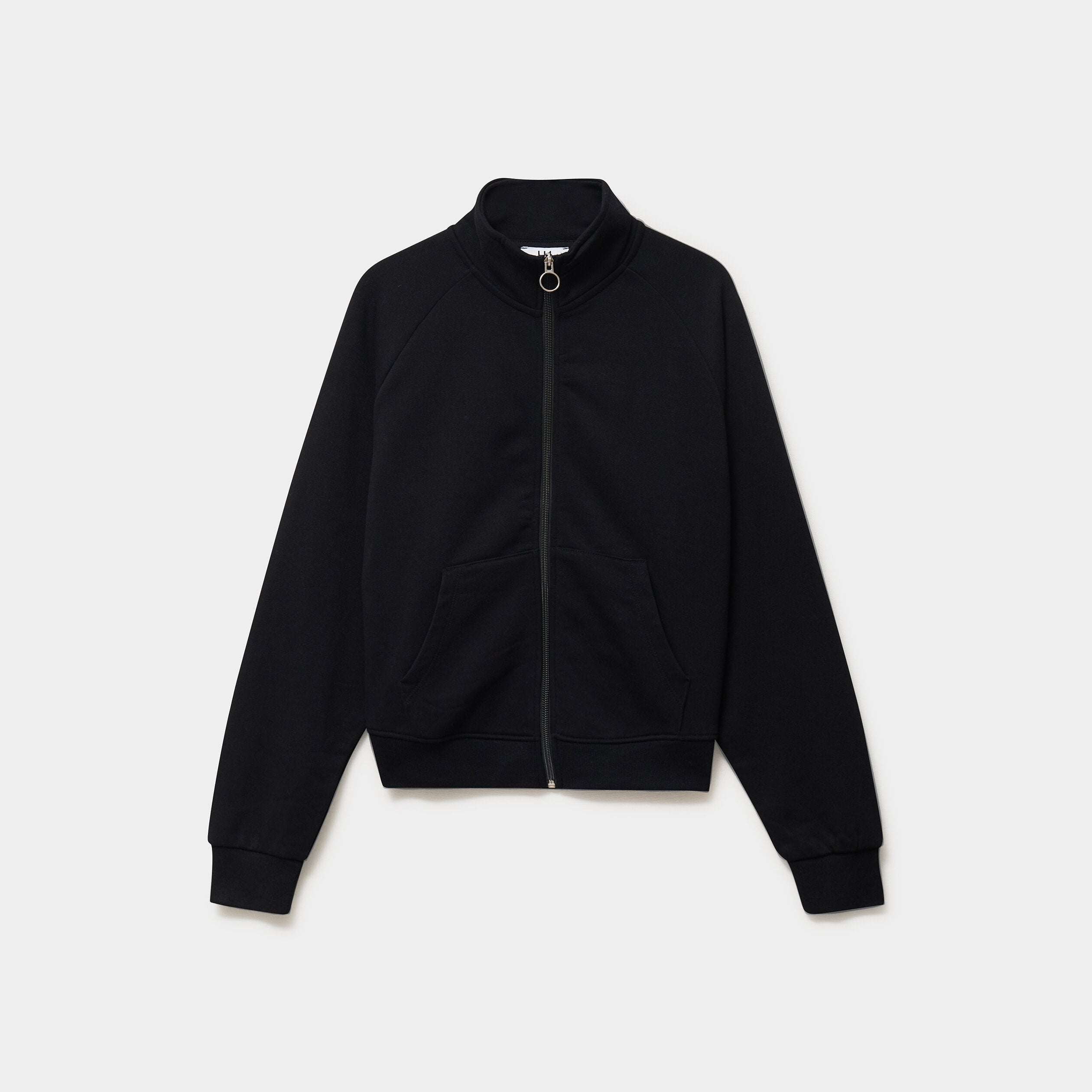 Sweat zipp&eacute; molleton col montant noir femme