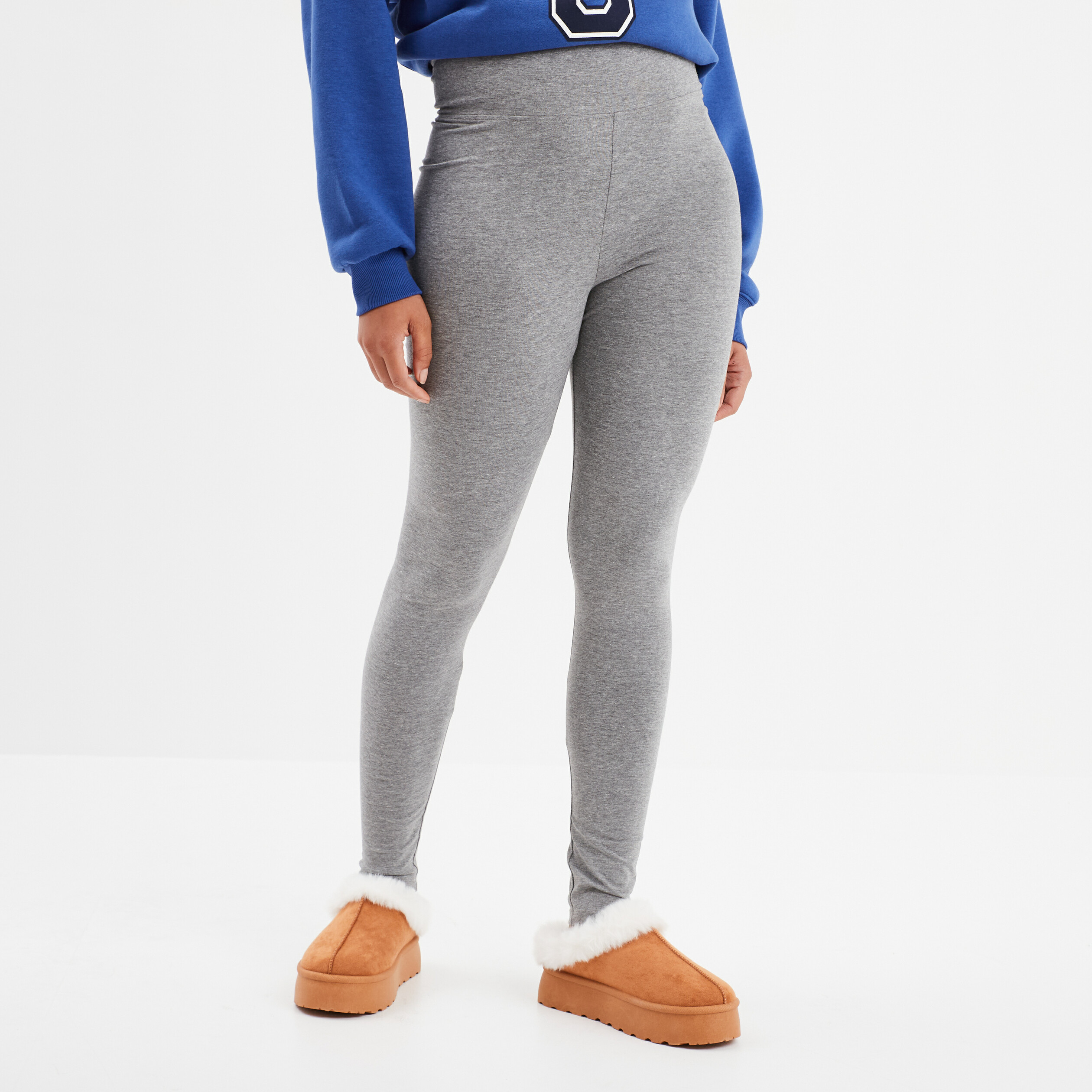 legging 78eme taille haute coton gris femme Legging 7/8ème taille haute coton gris femme