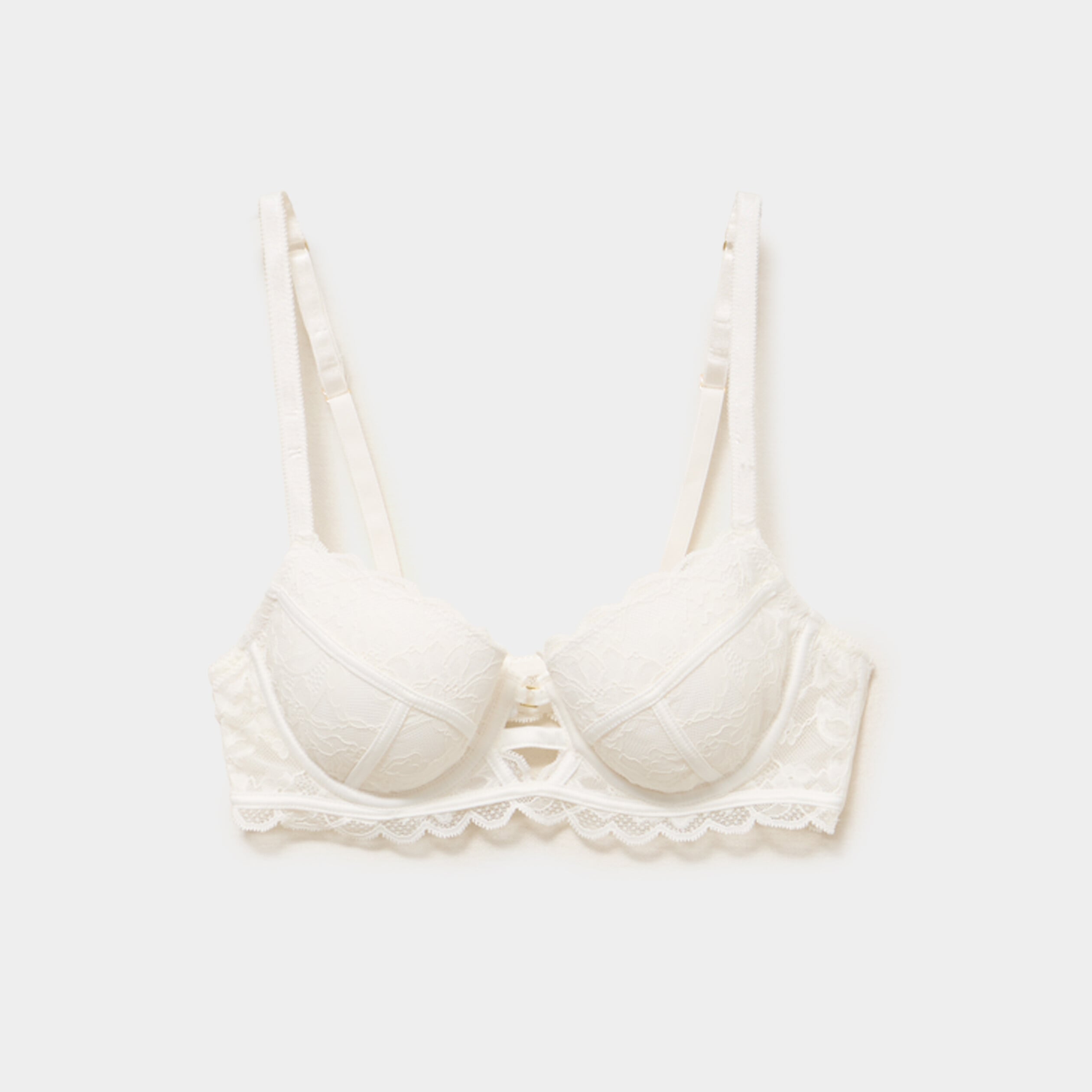Soutien-gorge corbeille padd&eacute; dentelle blanc femme