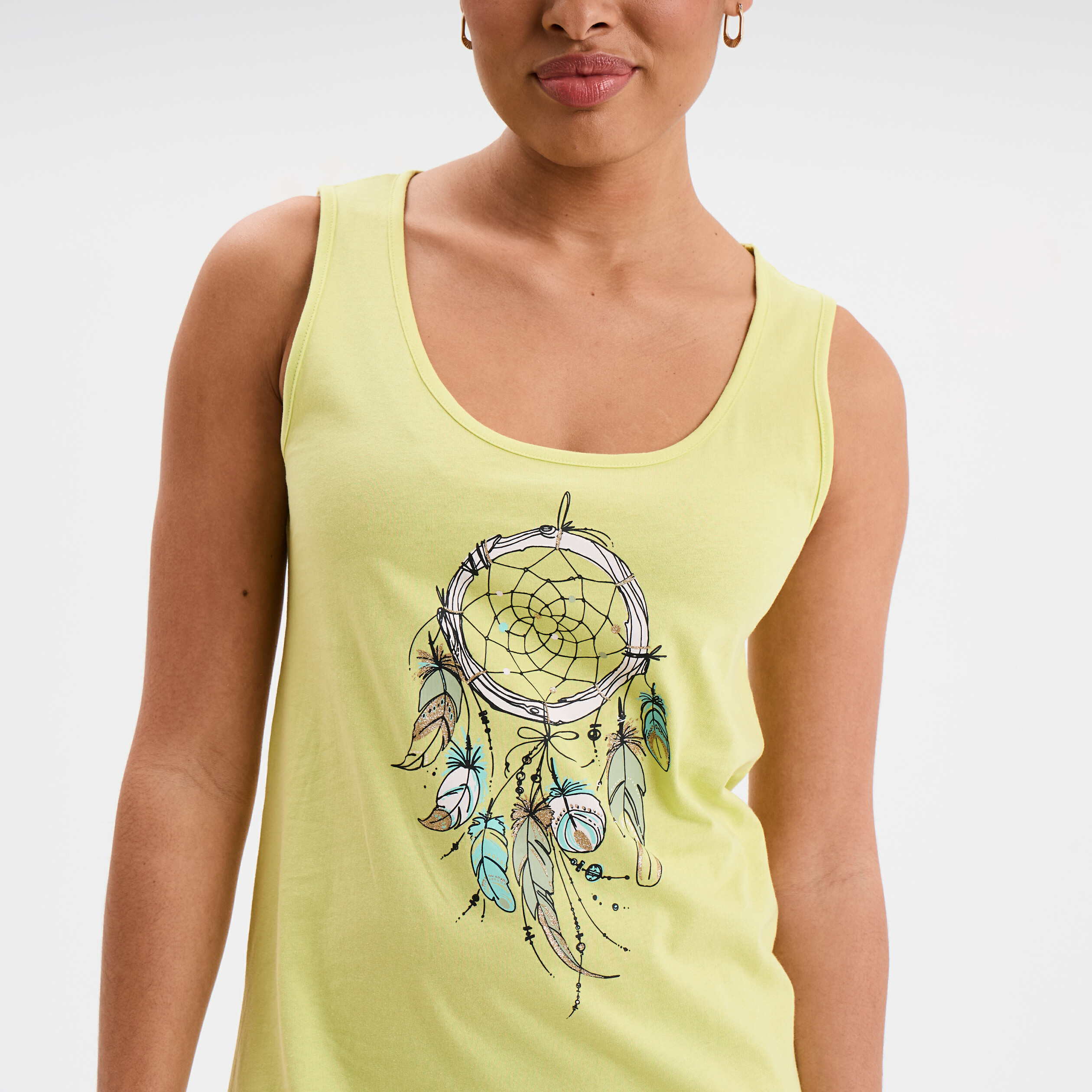 chemise de nuit sans manches coton vert anis femme Chemise de nuit sans manches coton vert anis femme