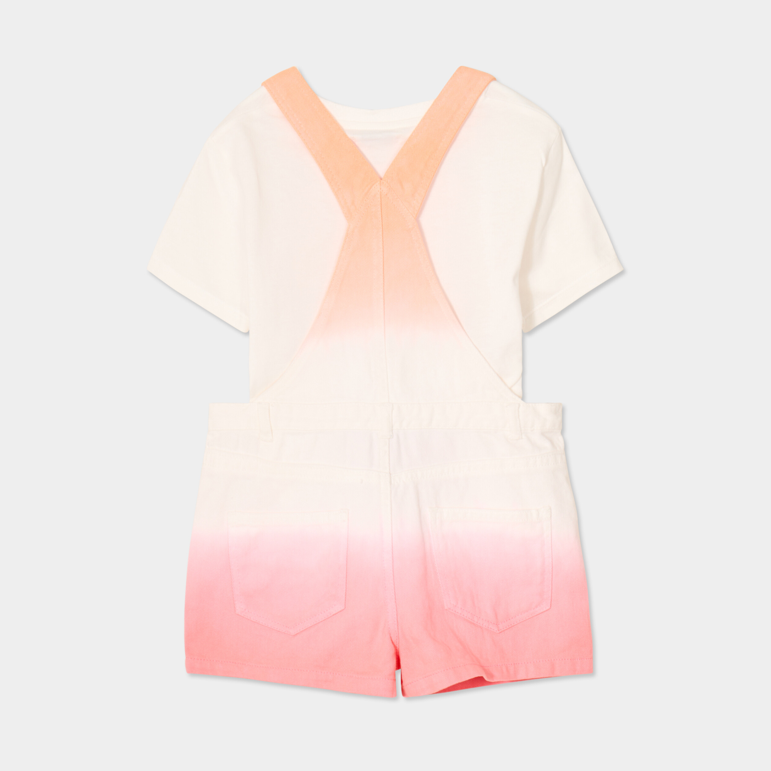Ensemble 2 pi&egrave;ces avec salopette coton multicolore fille