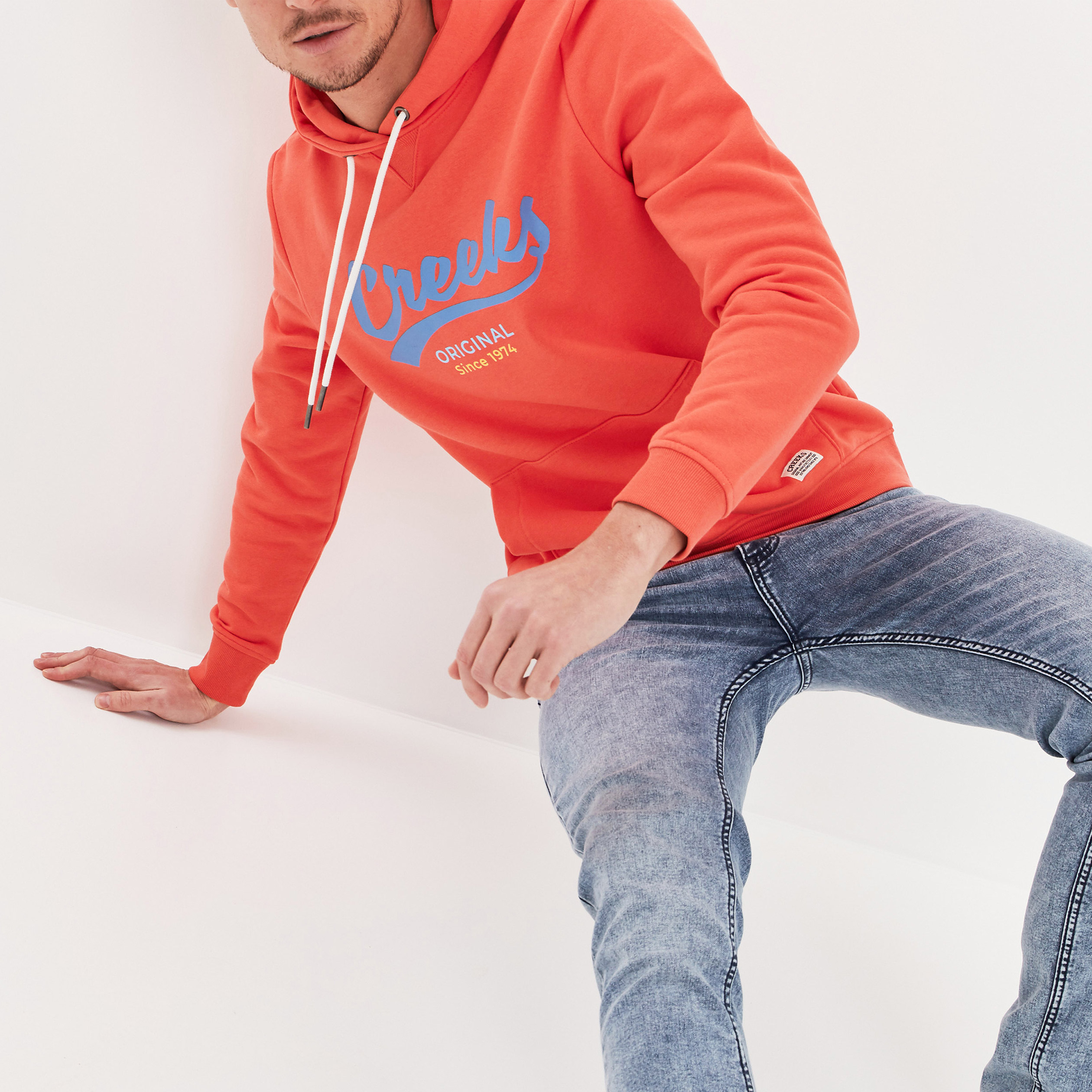 Sweat à capuche hoodie Creeks orange clair homme