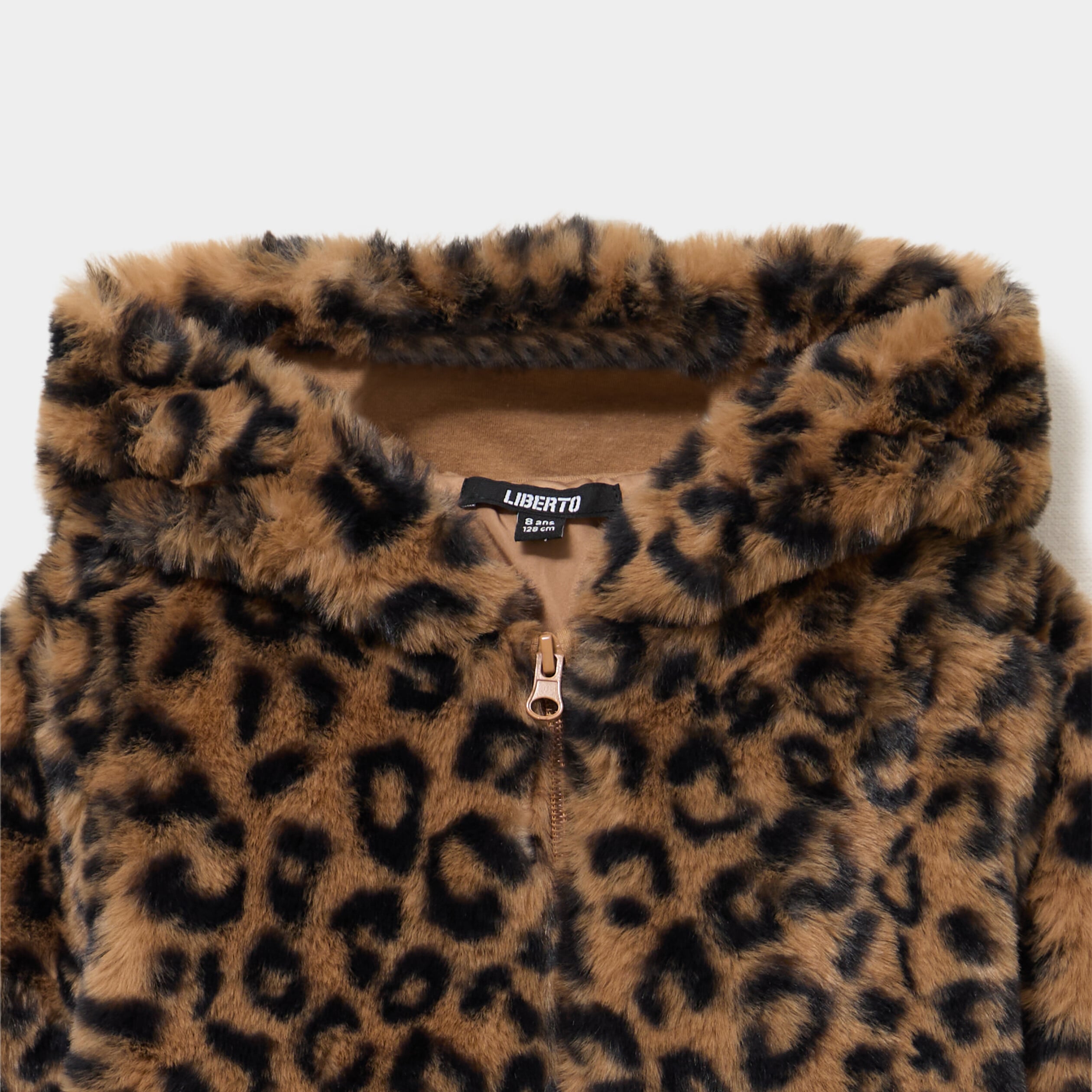 Veste fausse fourrure &agrave; capuche marron fille