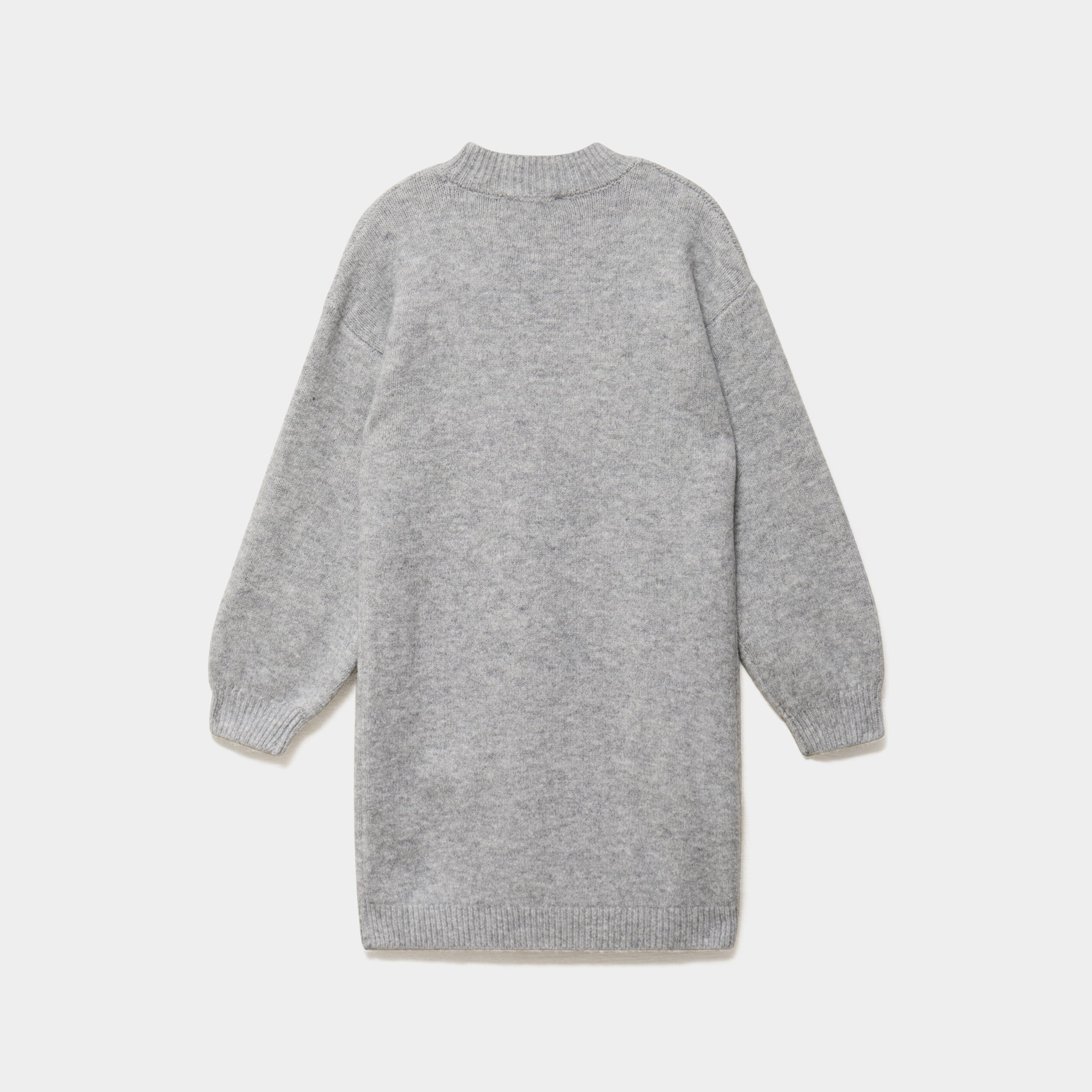 Robe pull courte col montant avec strass gris clair fille