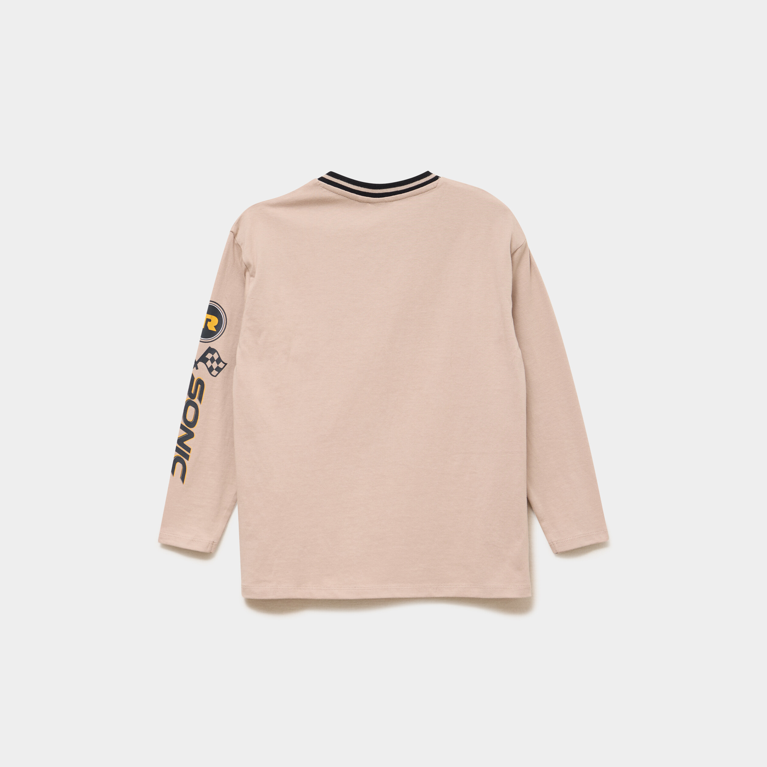 T-shirt col V manches longues Sonic sable gar&ccedil;on