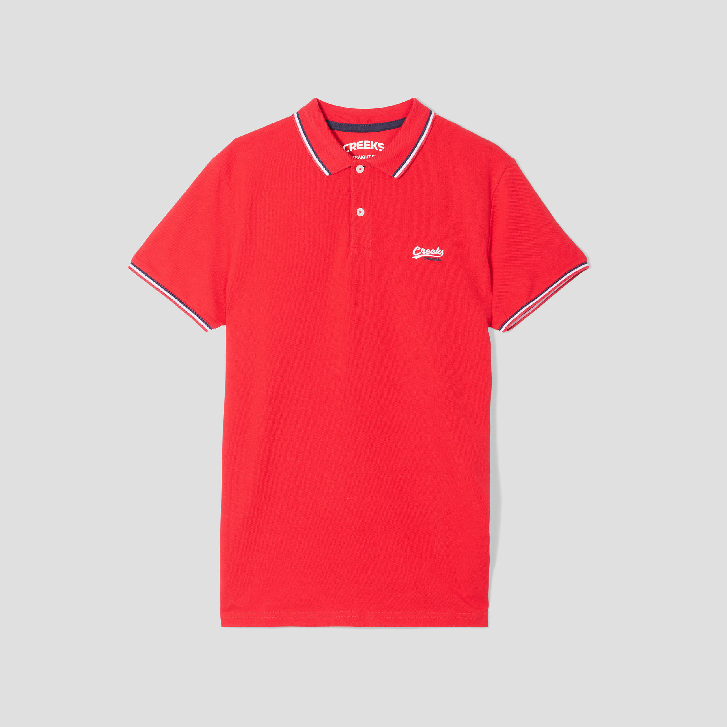 polo avec broderie poitrine coton creeks rouge homme Polo avec broderie poitrine coton Creeks rouge homme