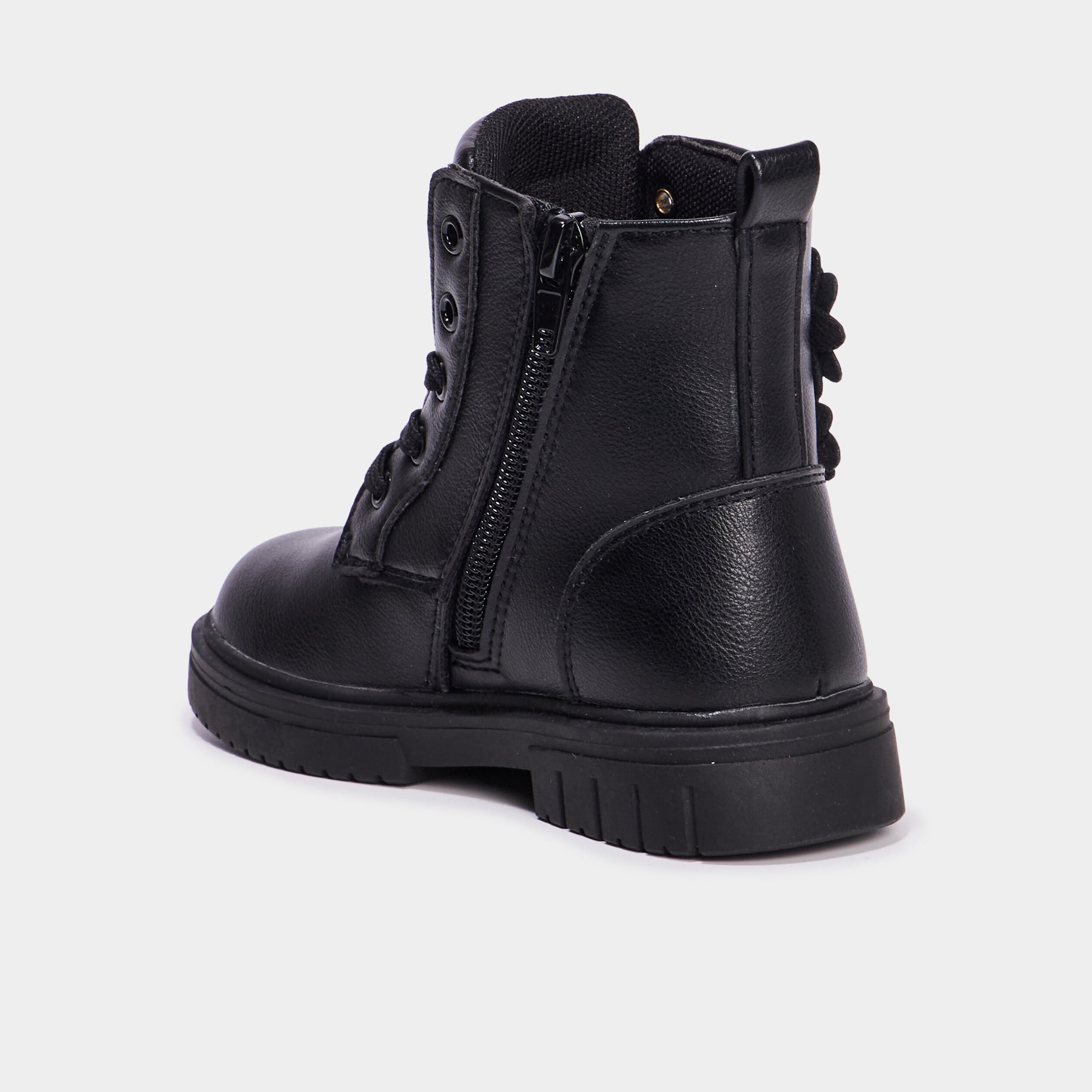 Boots &agrave; lacets noir fille