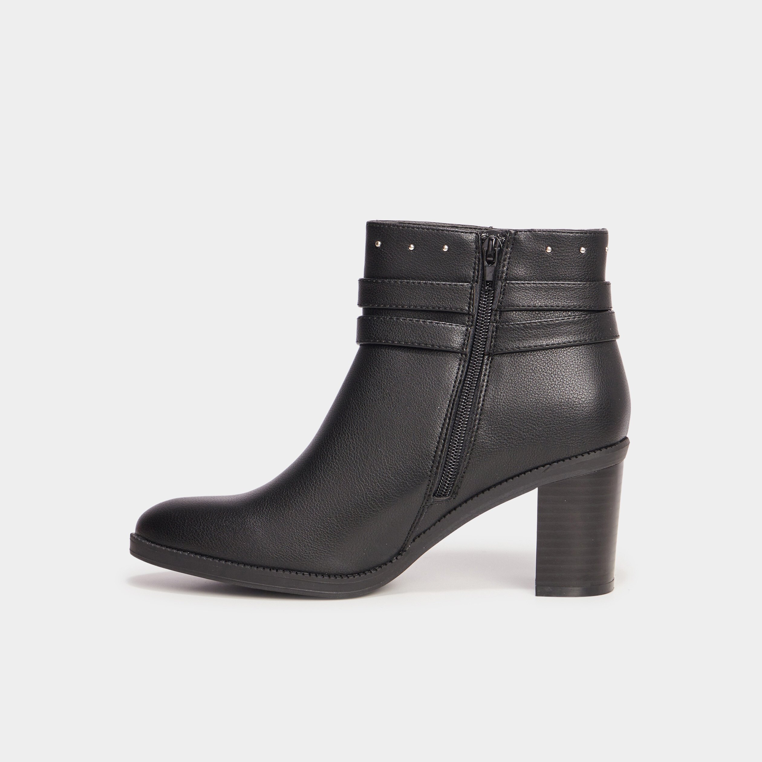bottines a talons et details cloutes noir femme Bottines à talons et détails cloutés noir femme