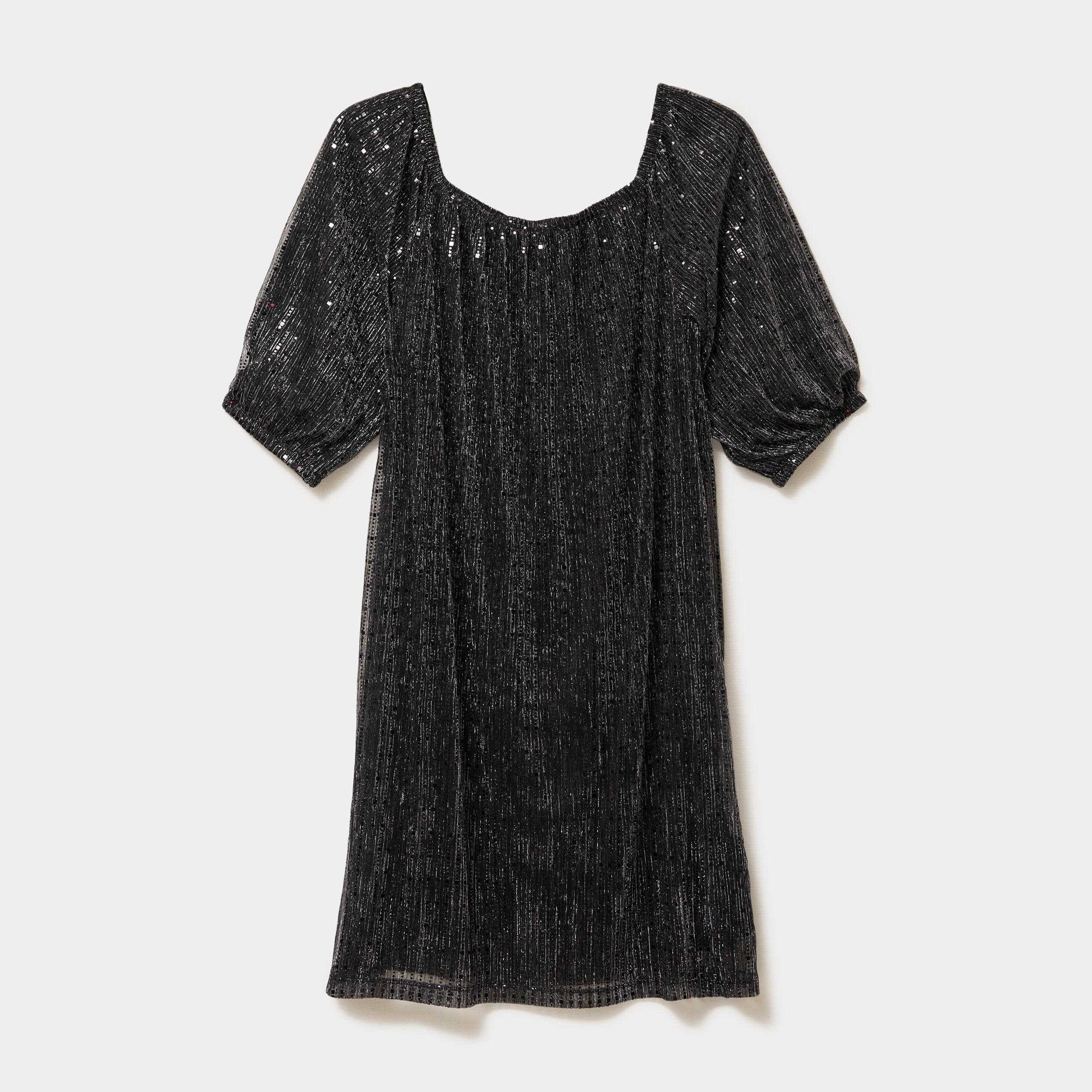 Robe &agrave; strass et manches 3/4 noir femme grande taille