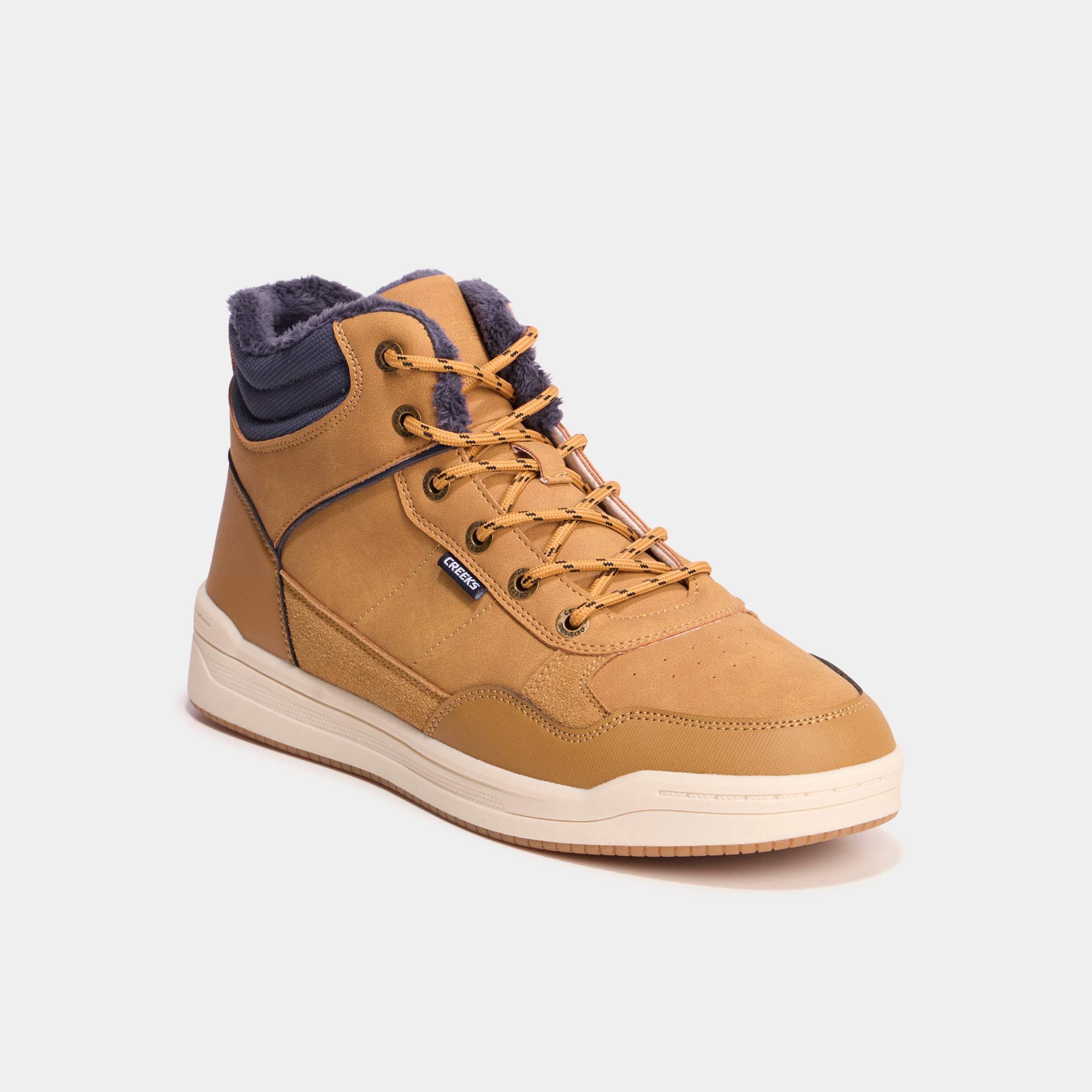 Baskets montantes avec lacets marron clair homme