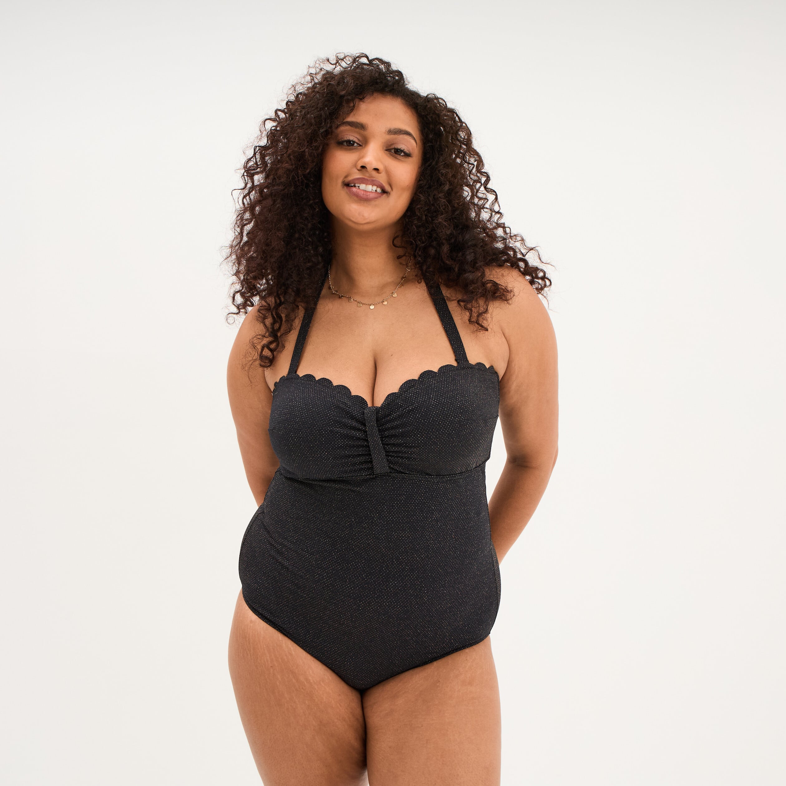Maillot de bain une pi&egrave;ce balconnet noir femme grande taille