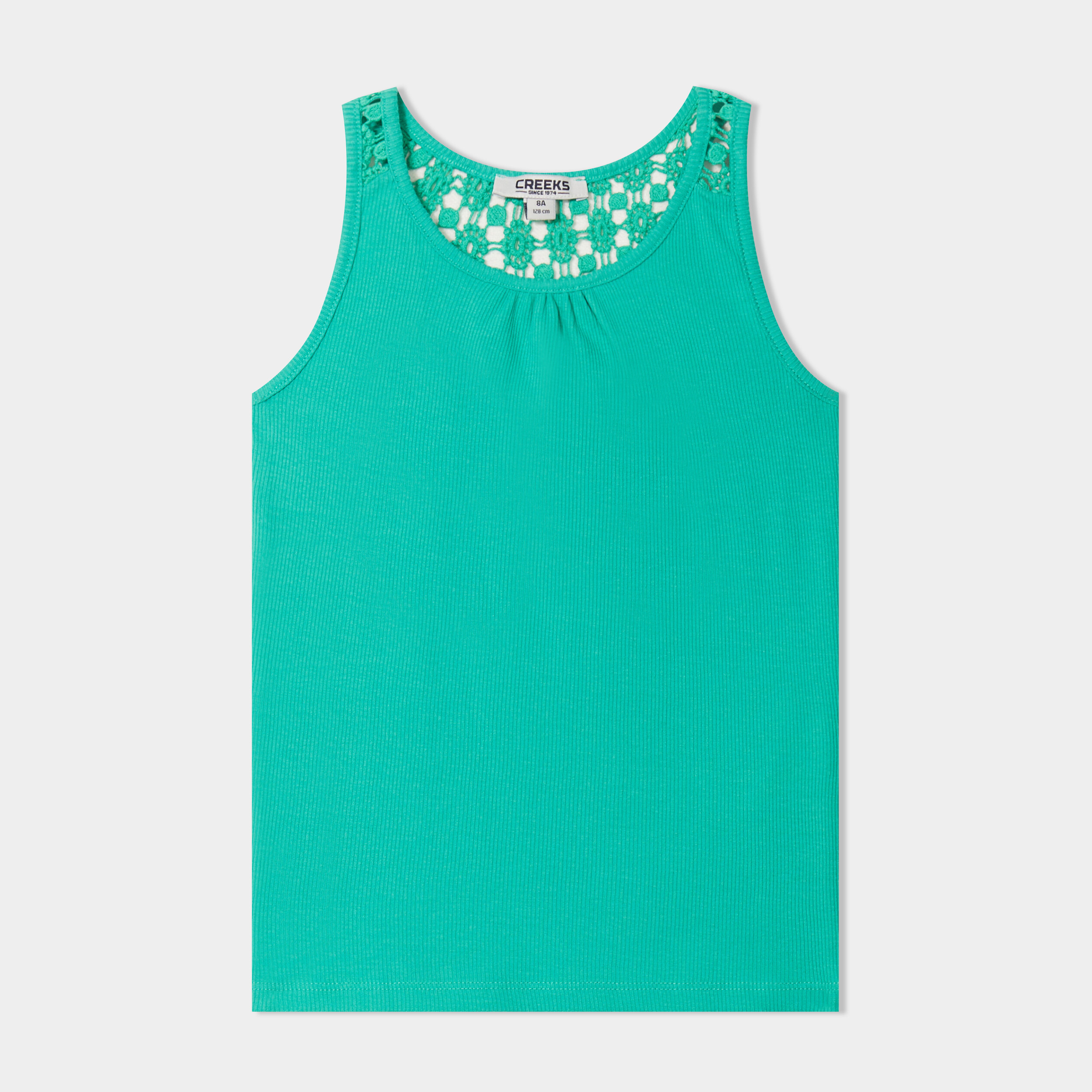 Débardeur côtelé dos macramé Creeks vert menthe fille
