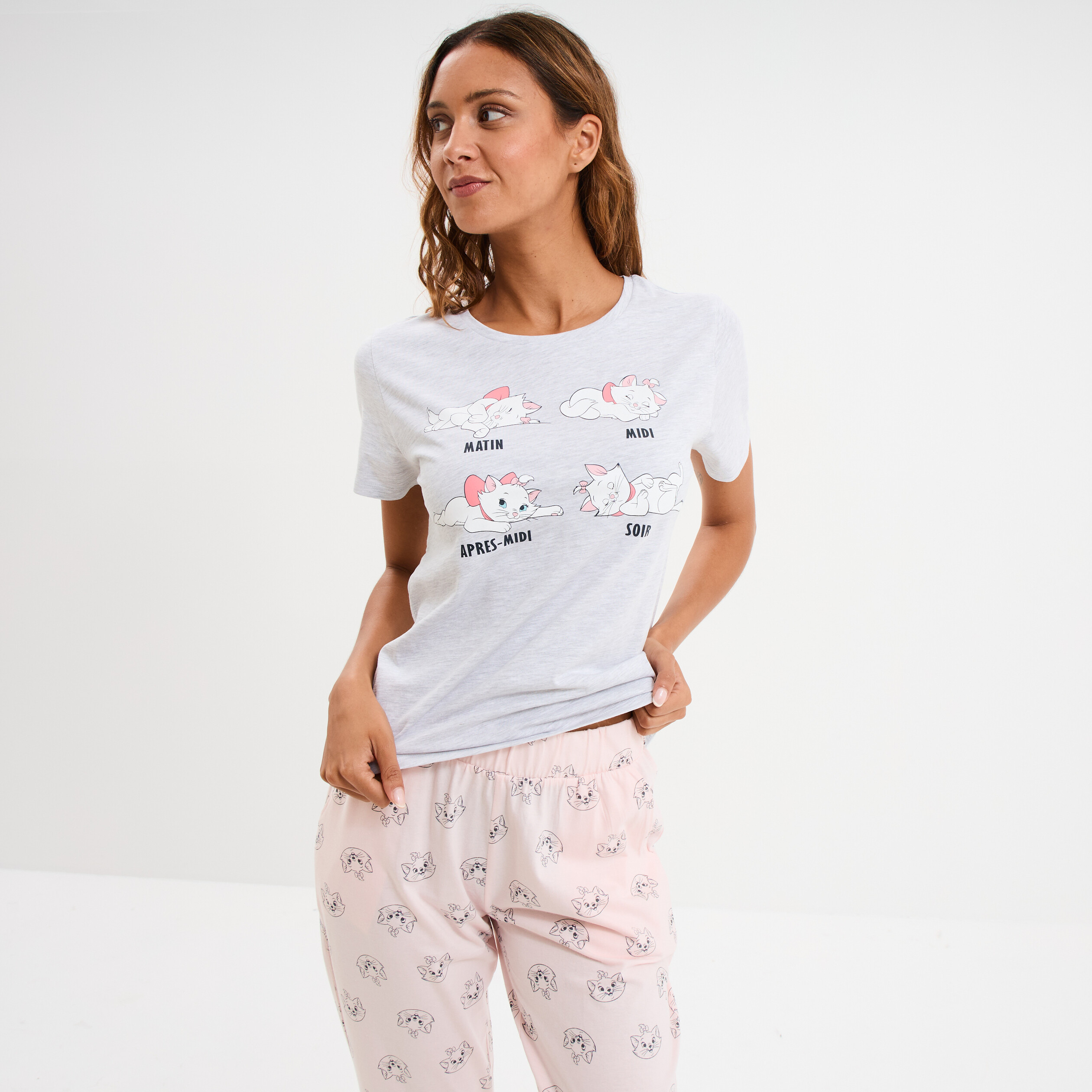 ensemble pyjama aristochats marie gris clair femme Ensemble pyjama Aristochats Marie gris clair femme