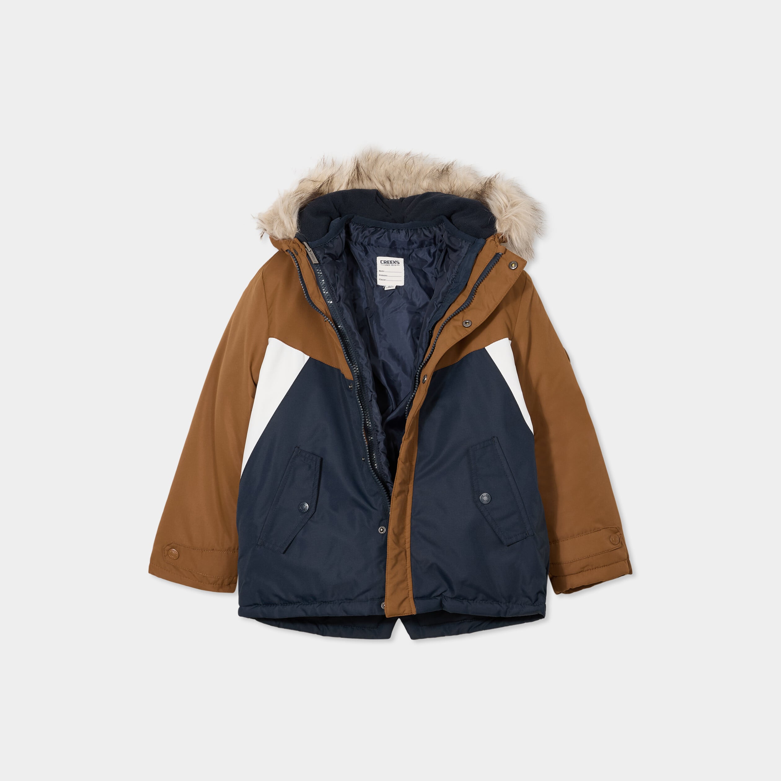 Parka 3-en-1 &agrave; capuche fausse fourrure camel gar&ccedil;on
