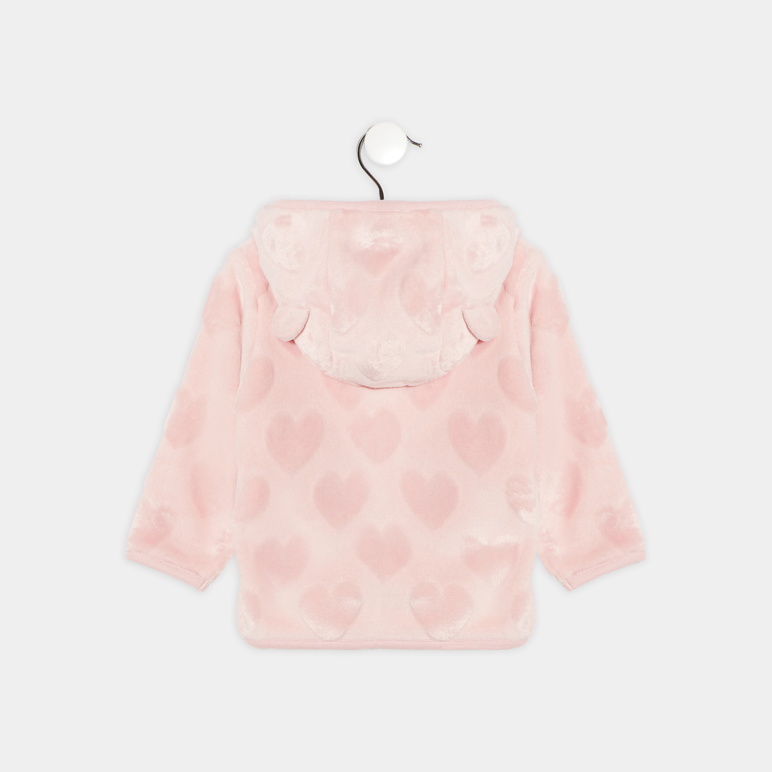 gilet zippe a capuche rose pastel bebef Gilet zippé à capuche rose pastel bébé fille