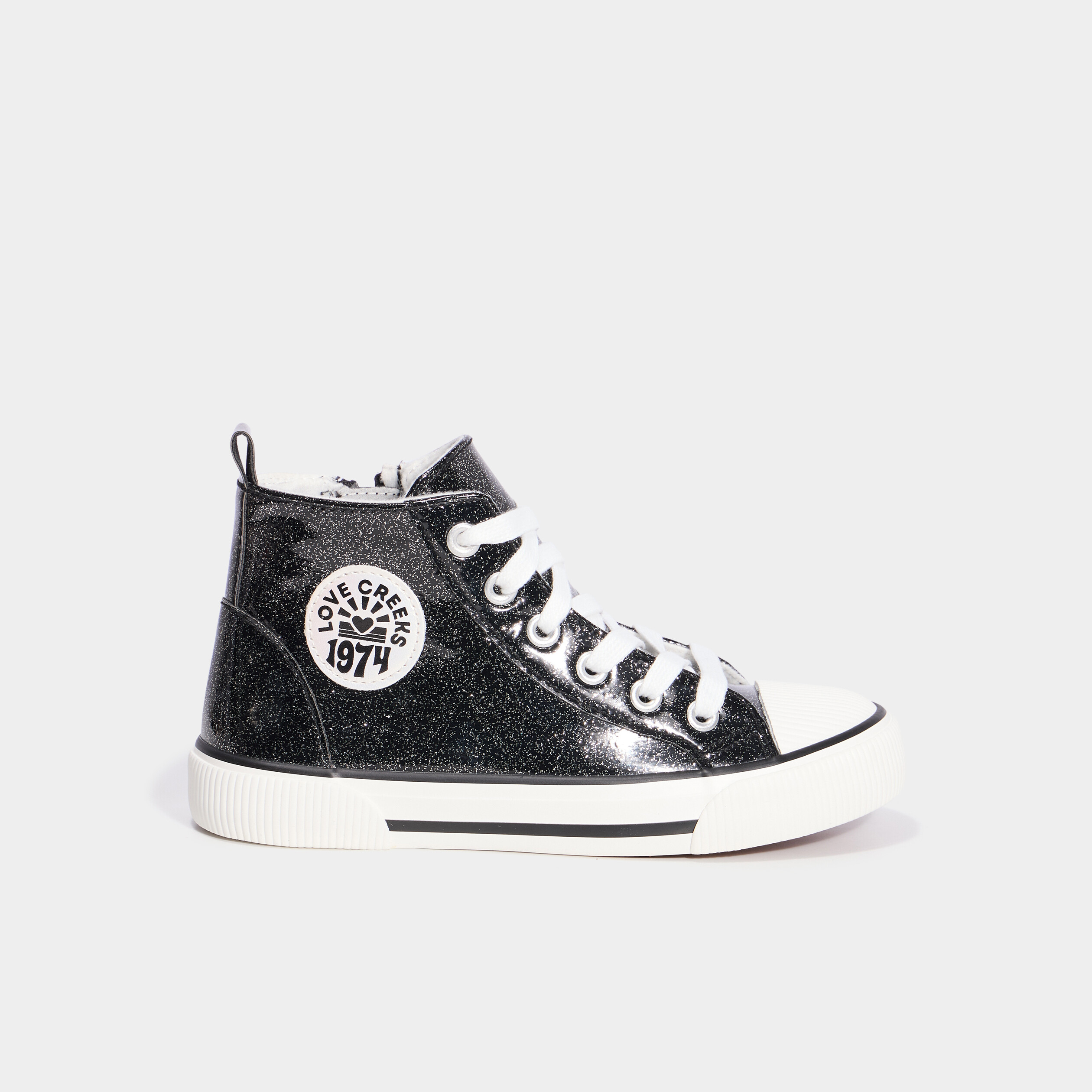 Baskets montantes zipp&eacute;es bout renforc&eacute; noir fille